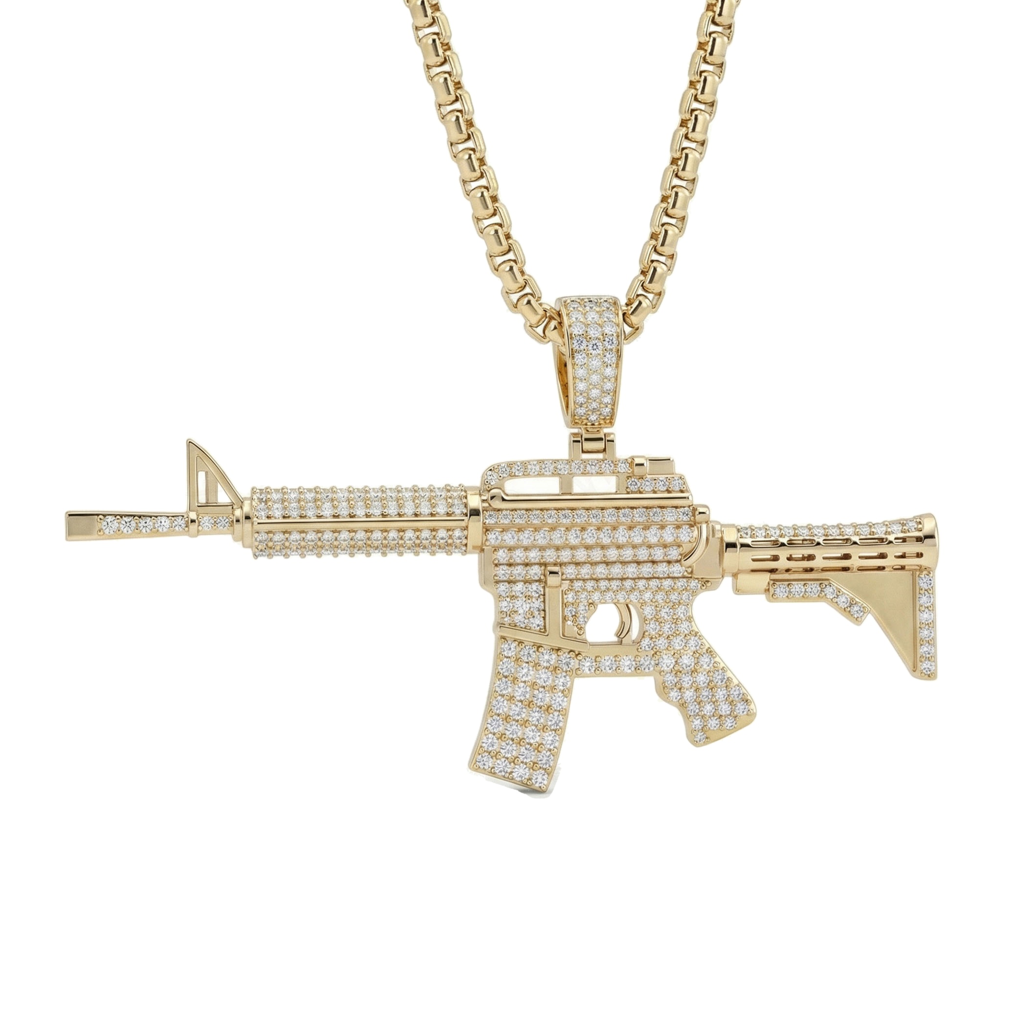 1.40 ct EF VS Lab Grown Diamond Gun Pendant in 10k Yellow Gold