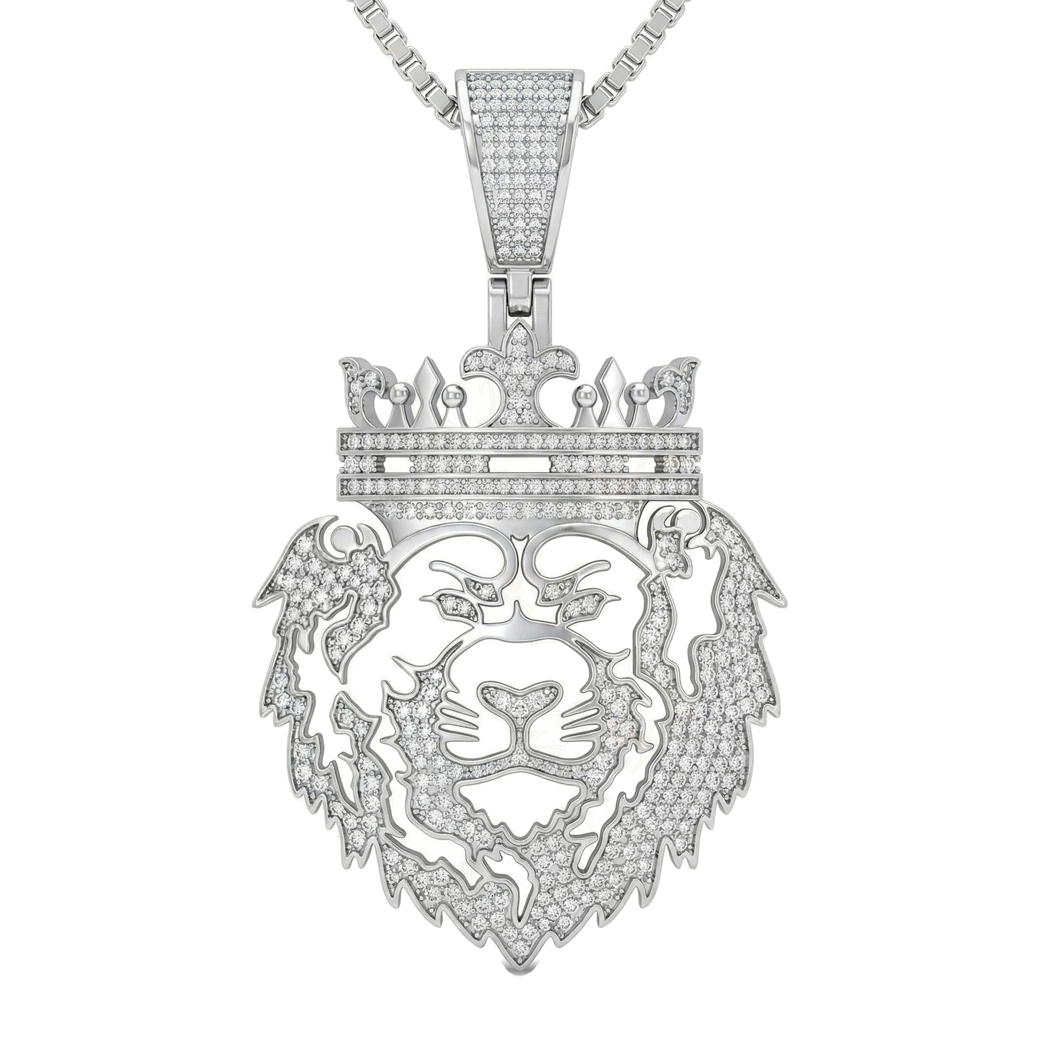 1.45 ct EF VS Lab Grown Diamond Lion Tiger Pendant in 10k White Gold