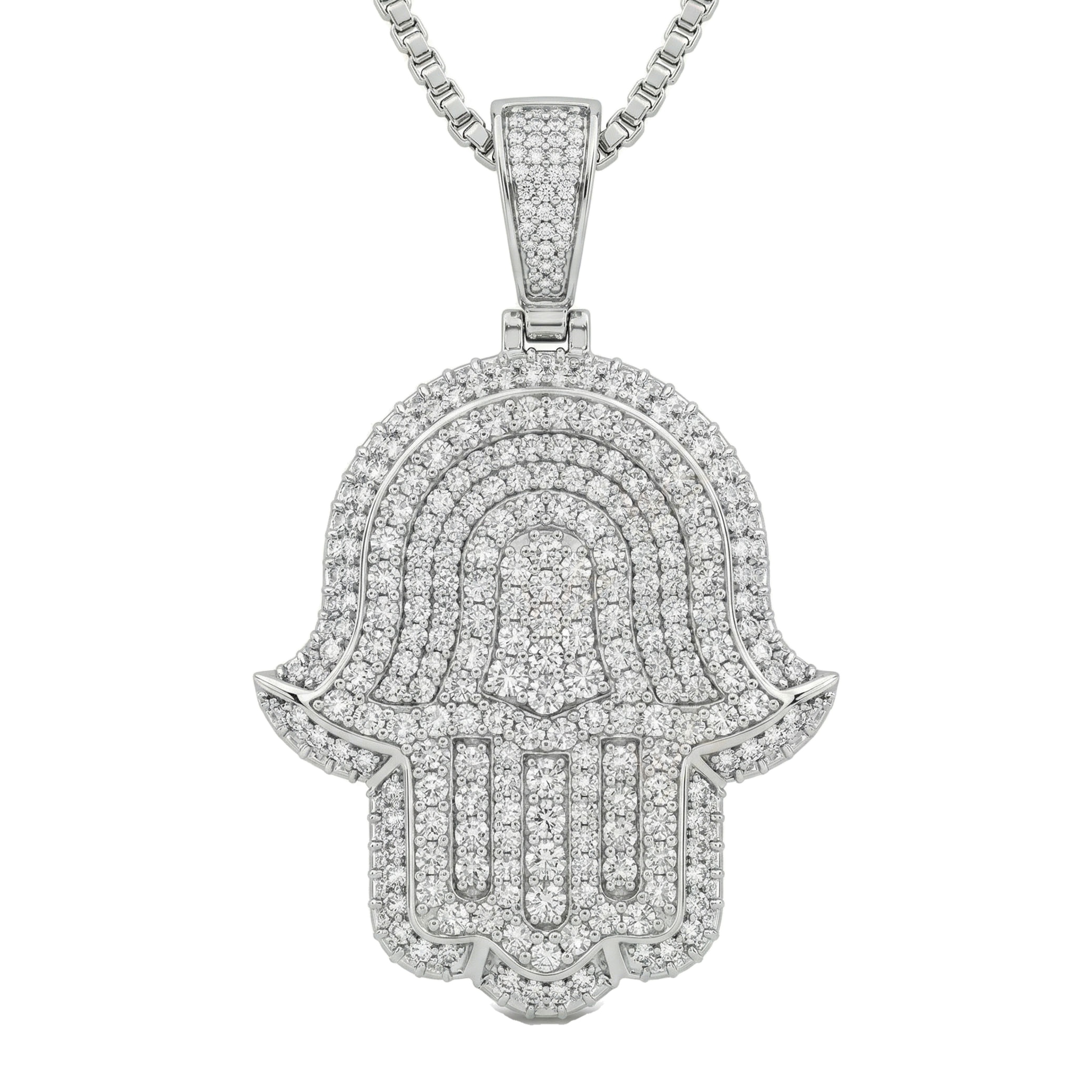 12.60 ct EF VS Lab Grown Diamond Hamsa Pendant in 10k White Gold