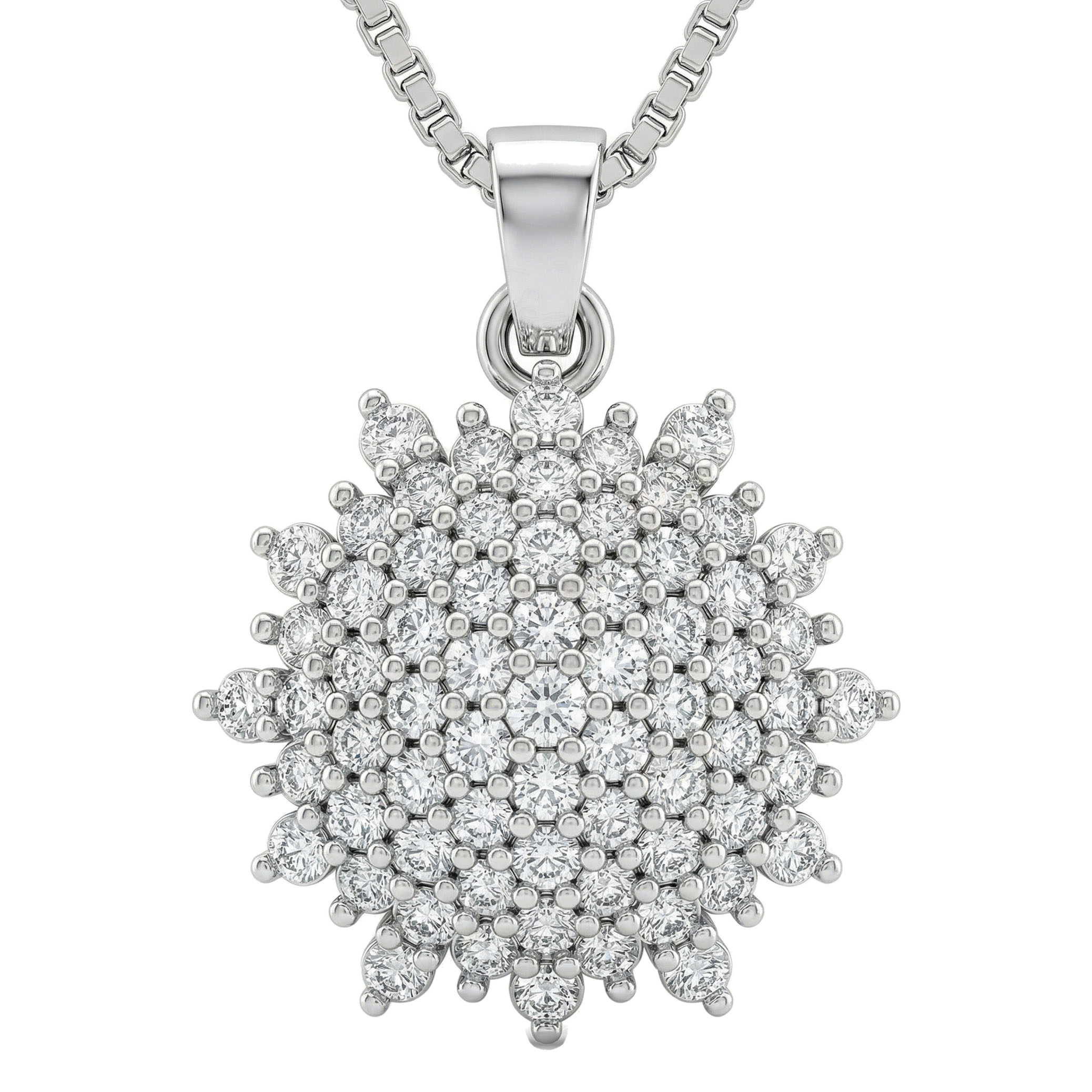 1.33 ct EF VS Lab Grown Diamond Cluster Pendant in 10k White Gold