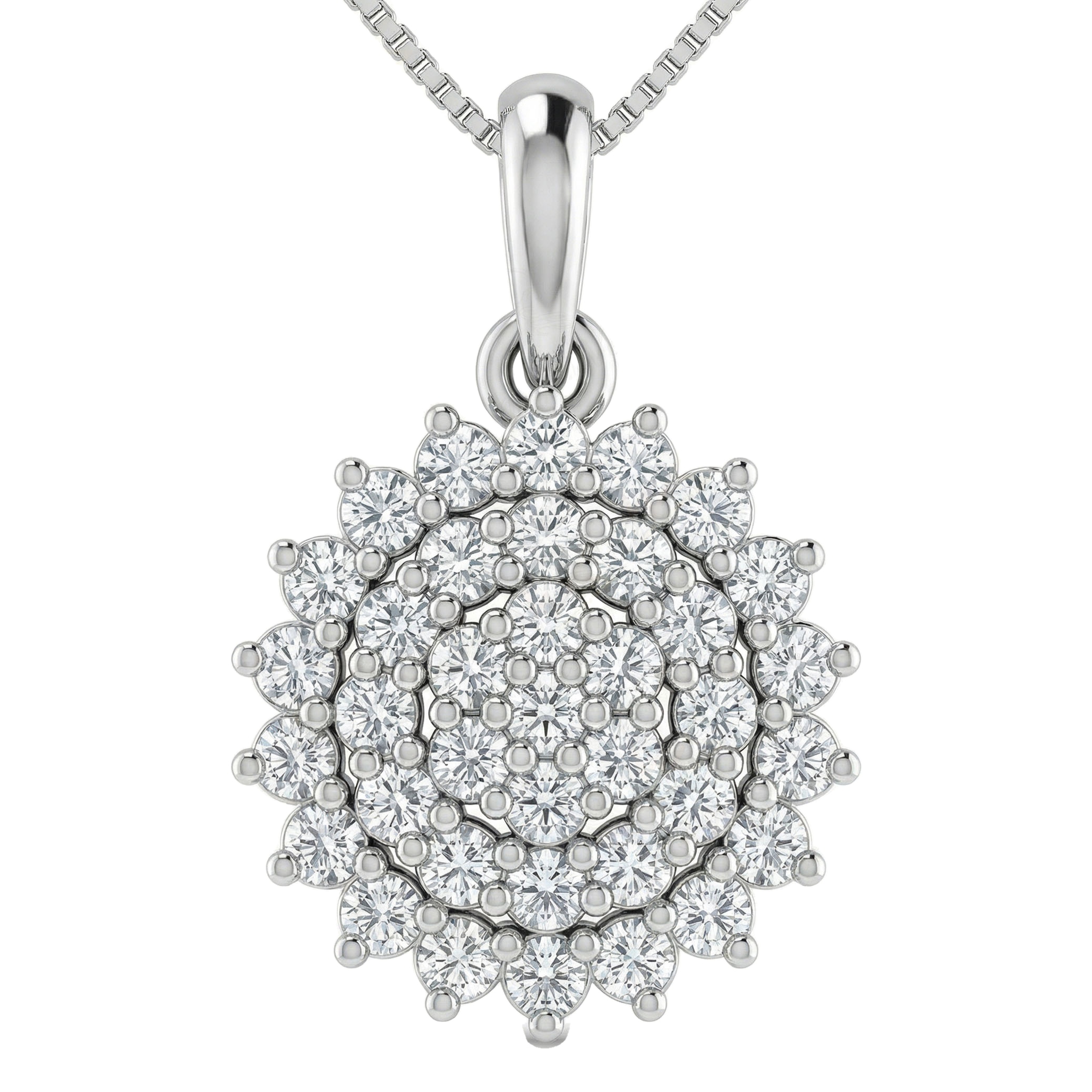 0.60 ct EF VS Lab Grown Diamond Cluster Pendant in 14k White Gold