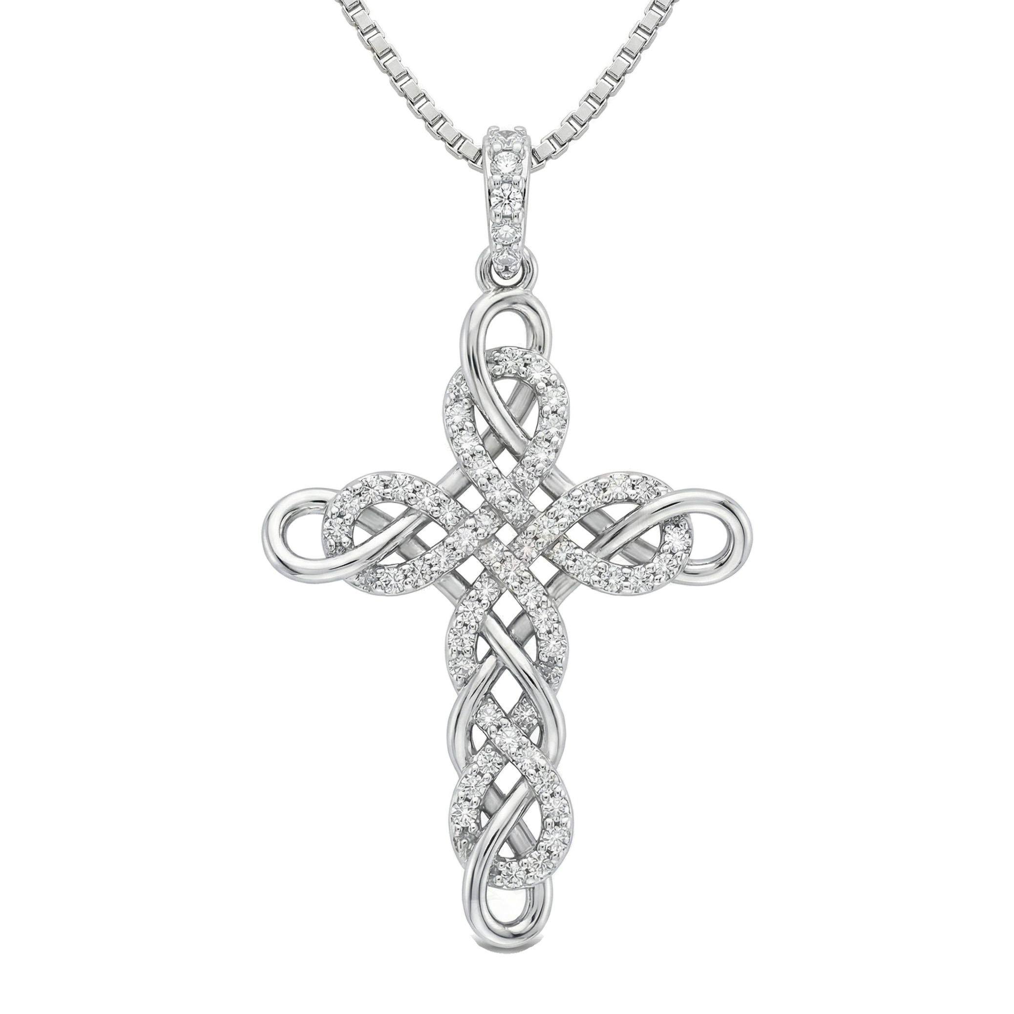 0.33 ct EF VS Lab Grown Diamond Cross Pendant in 14k White Gold