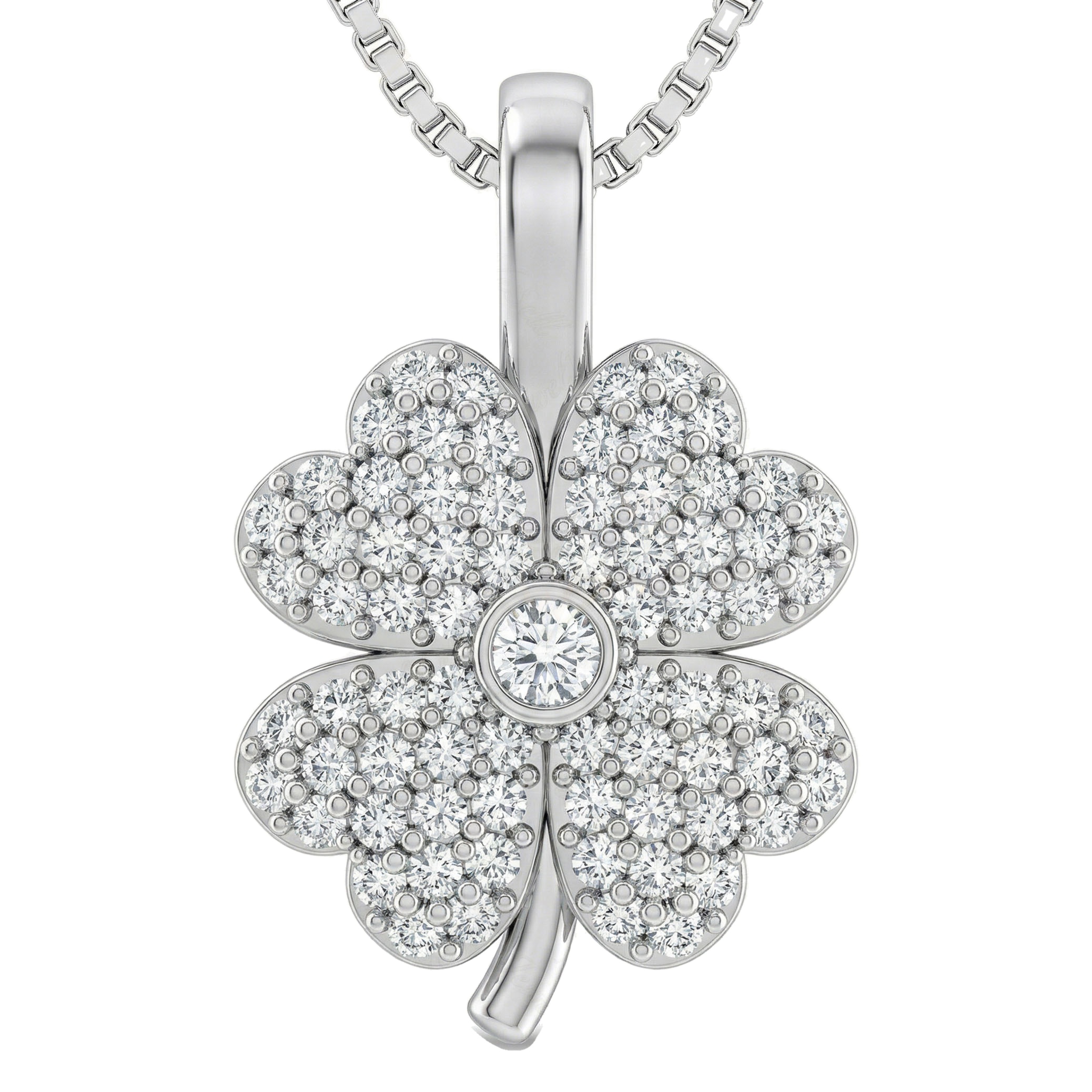0.40 ct EF VS Lab Grown Diamond Flower Pendant in 10k White Gold