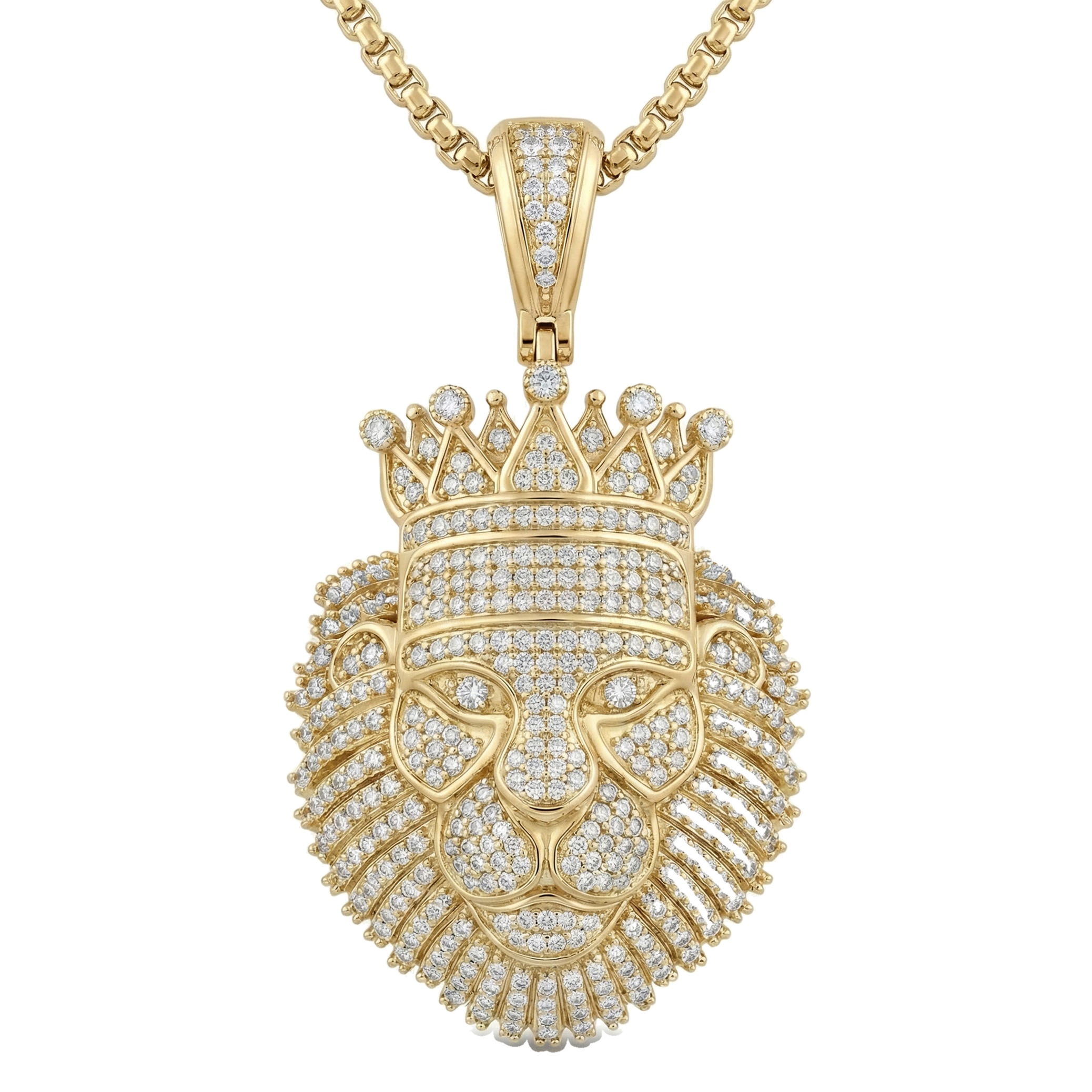 1.75 ct EF VS Lab Grown Diamond Lion Tiger Pendant in 10k Yellow Gold