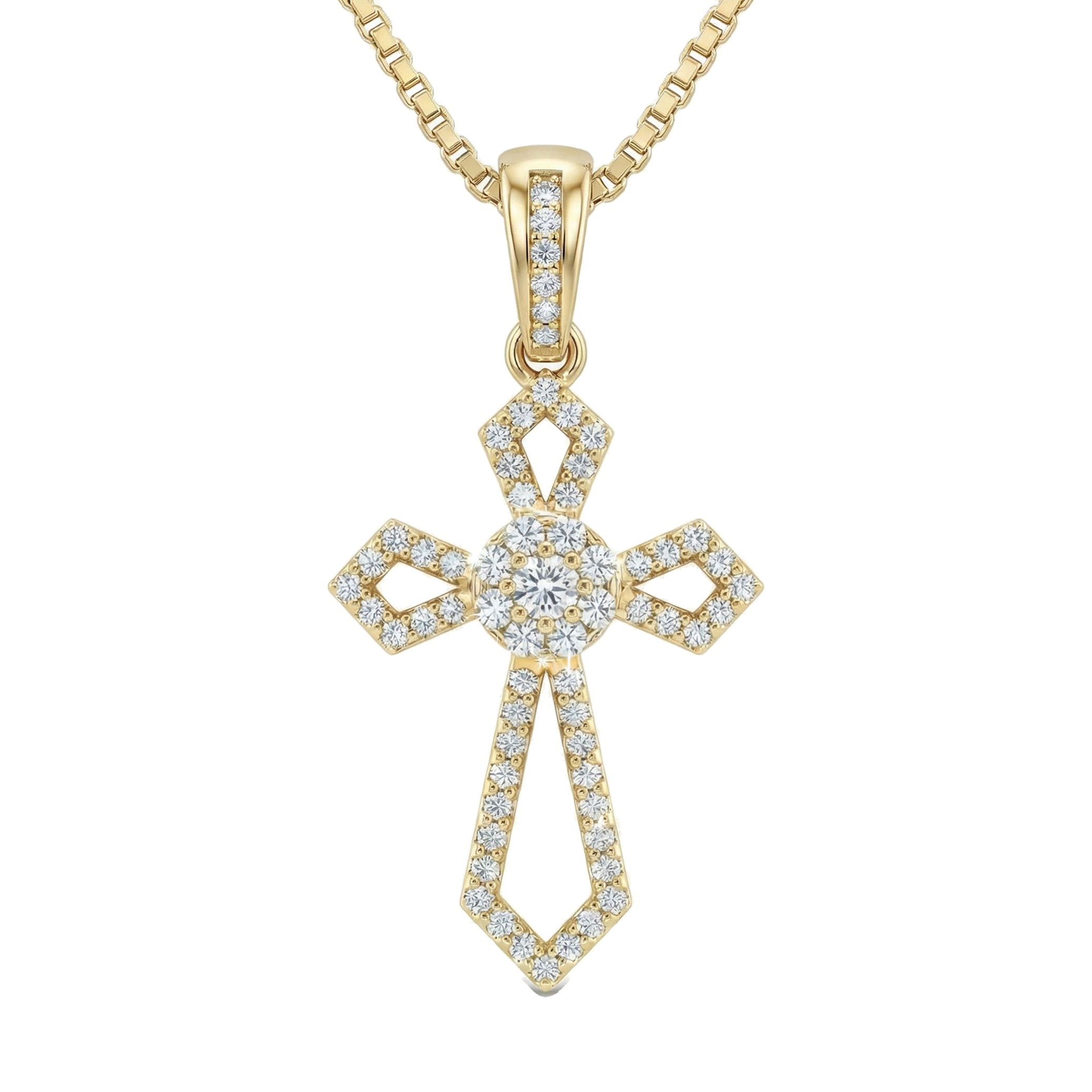 0.50 ct EF VS Lab Grown Diamond Cross Pendant in 14k Yellow Gold