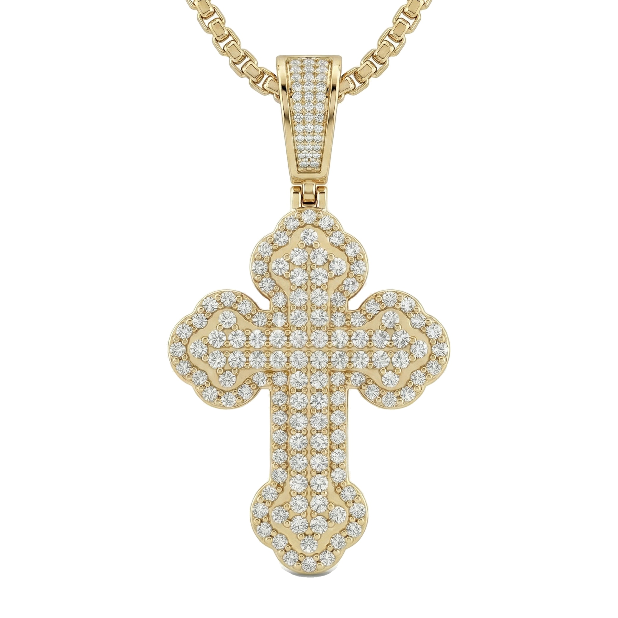 5.10 ct EF VS Lab Grown Diamond Cross Pendant in 14k Yellow Gold