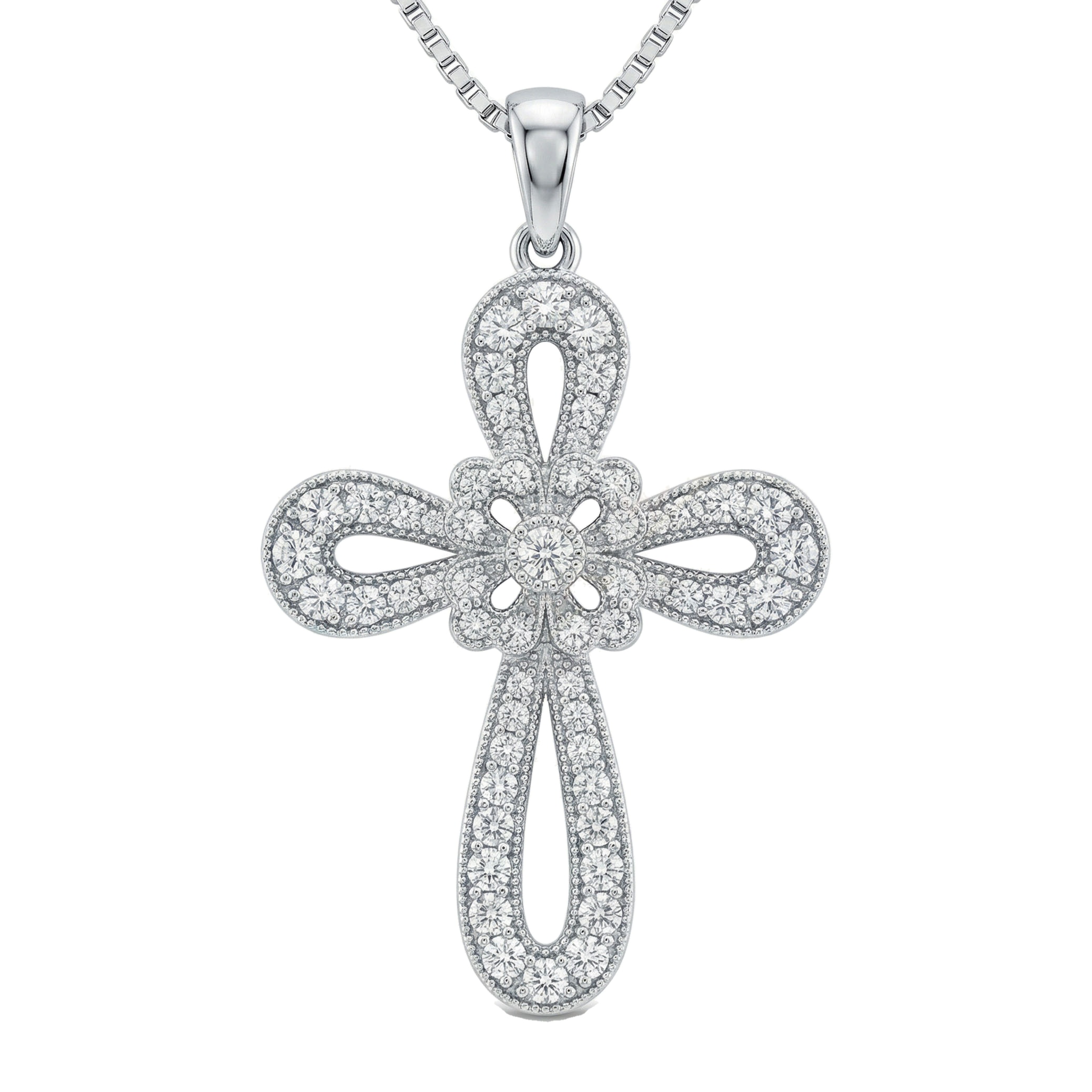 1.66 ct EF VS Lab Grown Diamond Cross Pendant in 10k White Gold