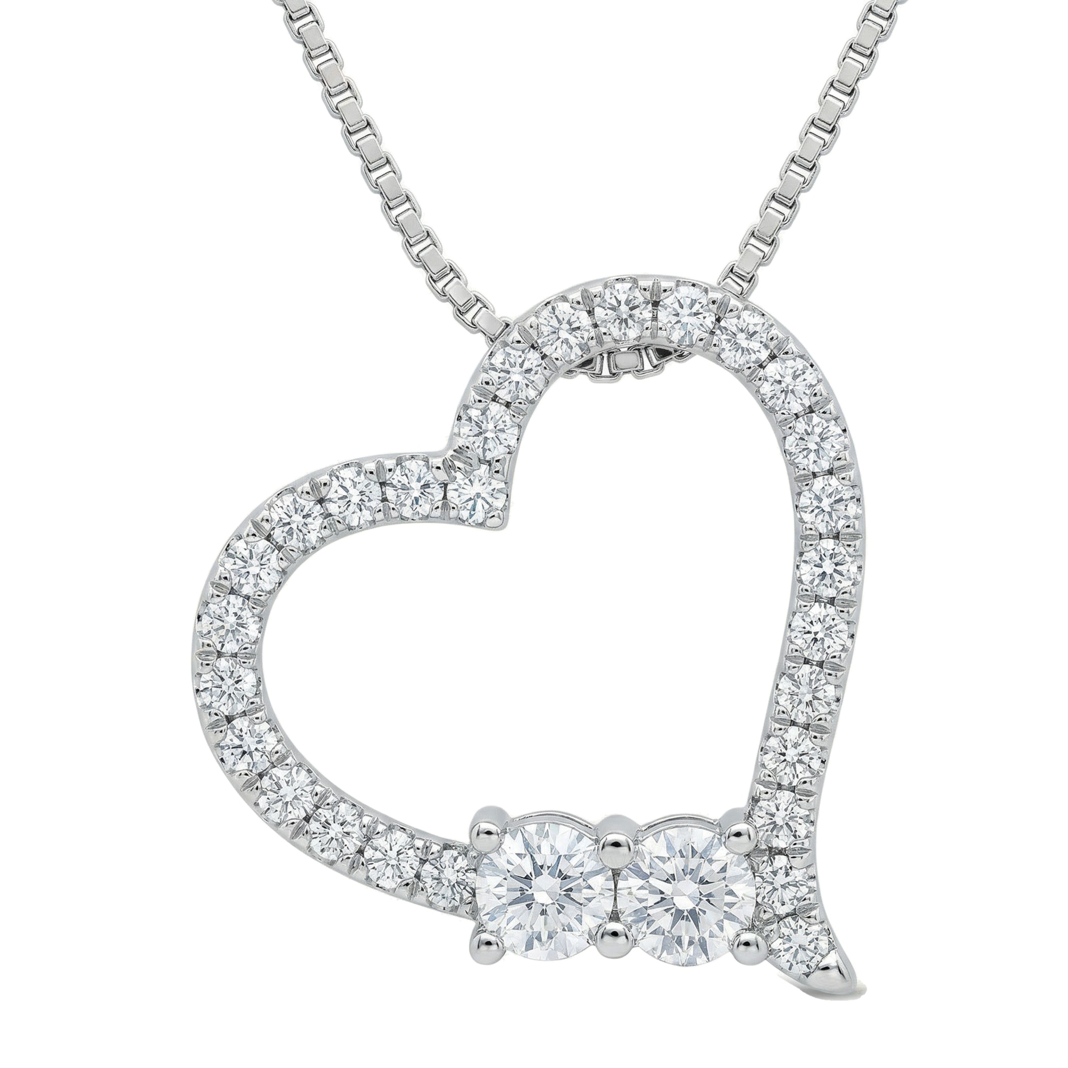 1.00 ct EF VS Lab Grown Diamond Heart Pendant in 14k White Gold