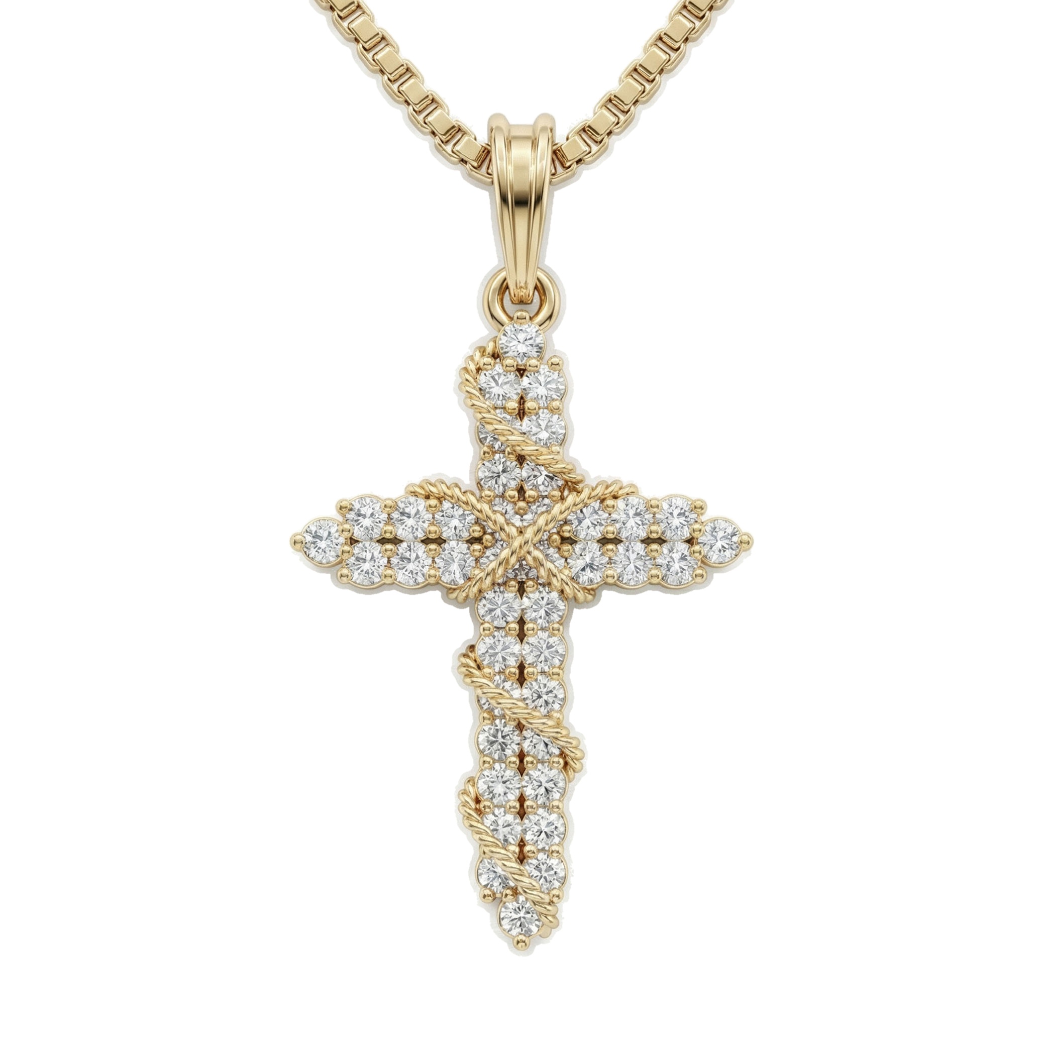 0.50 ct EF VS Lab Grown Diamond Cross Pendant in 14k Yellow Gold