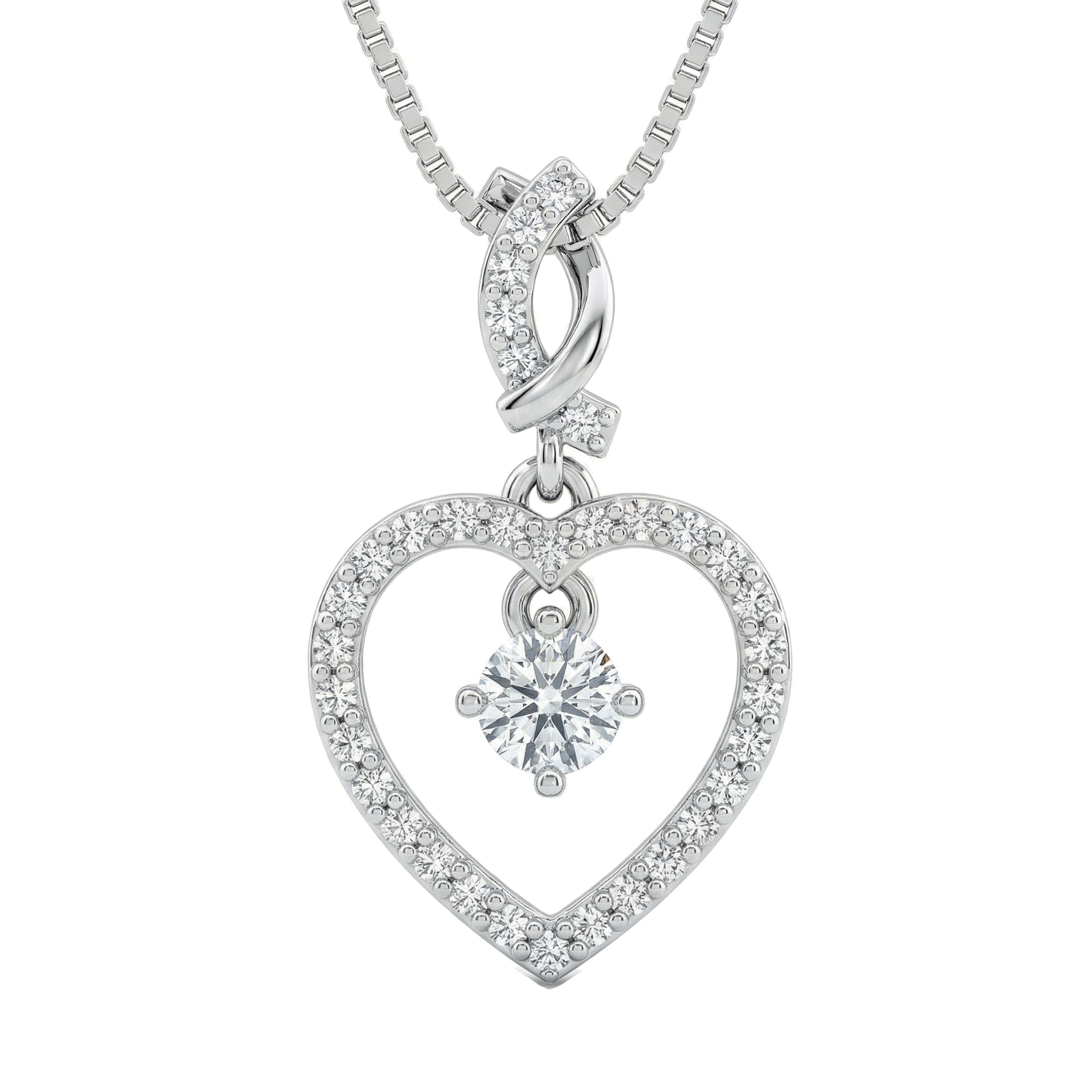 0.60 ct EF VS Lab Grown Diamond Heart Pendant in 14k White Gold
