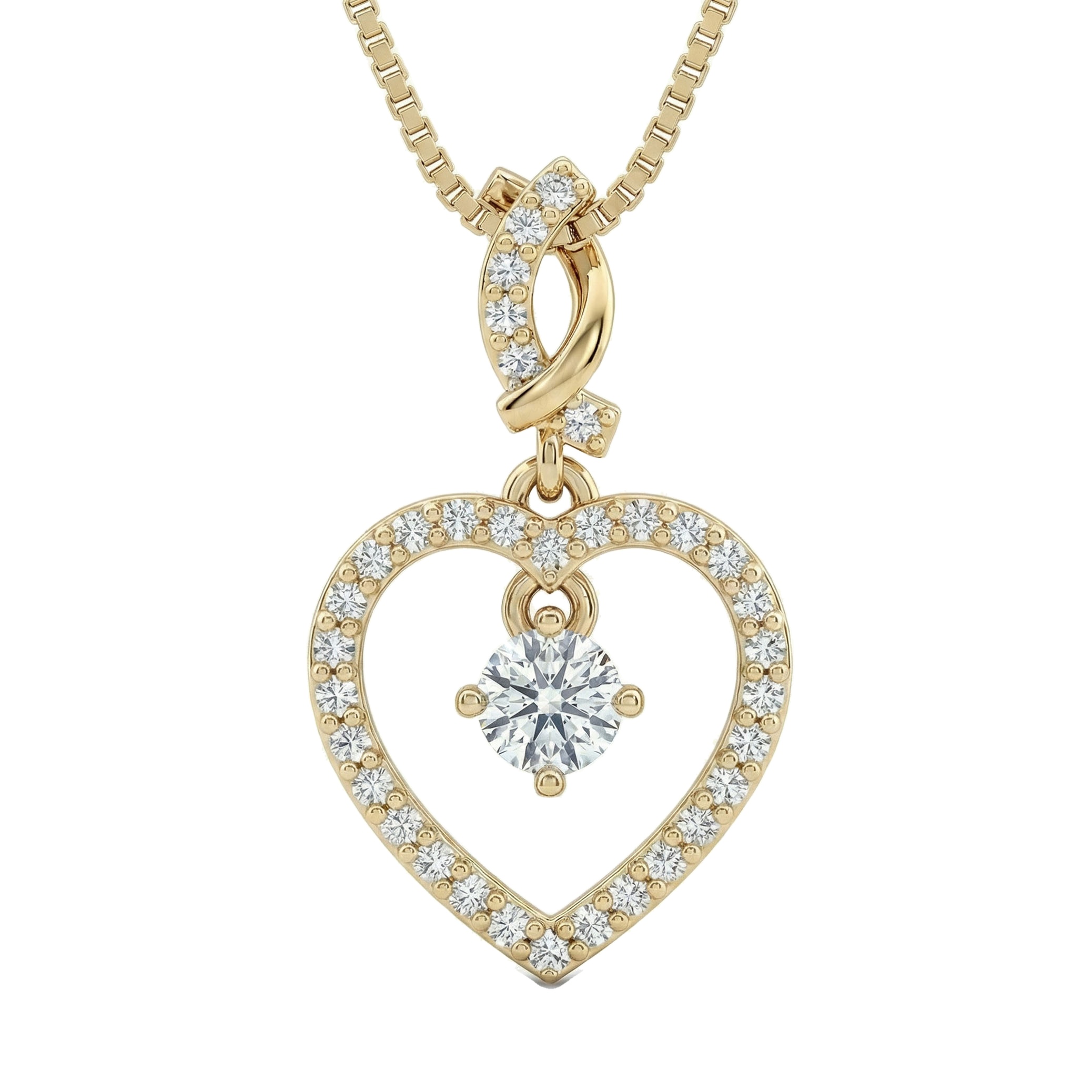 0.60 ct EF VS Lab Grown Diamond Heart Pendant in 14k Yellow Gold