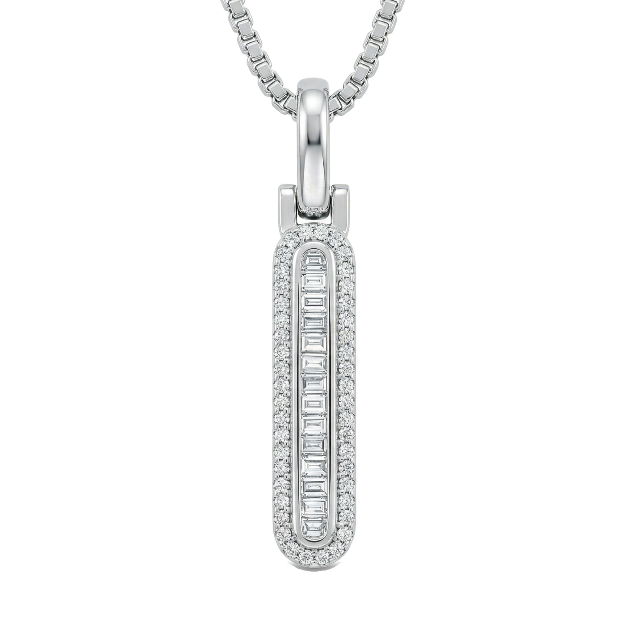 0.33 Ct EF VS Lab Grown Diamond I Micro Border Baguette Initial Pendant in 10k White Gold