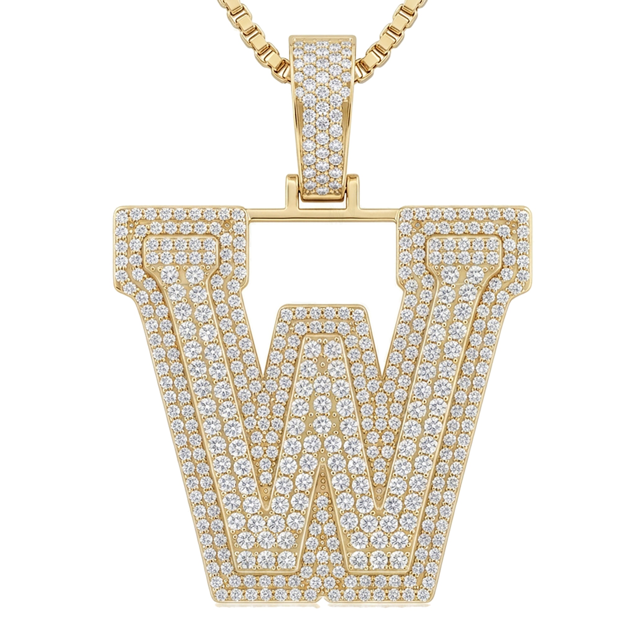 4.50 Ct EF VS Lab Grown Diamond W Double Row 3D Initial Pendant in 10k Yellow Gold