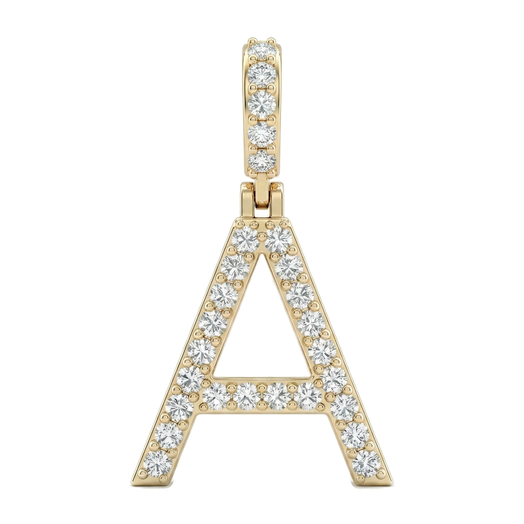0.45 Ct EF VS Lab Grown Diamond A Classic Single Row Initial Pendant in 14k Yellow Gold