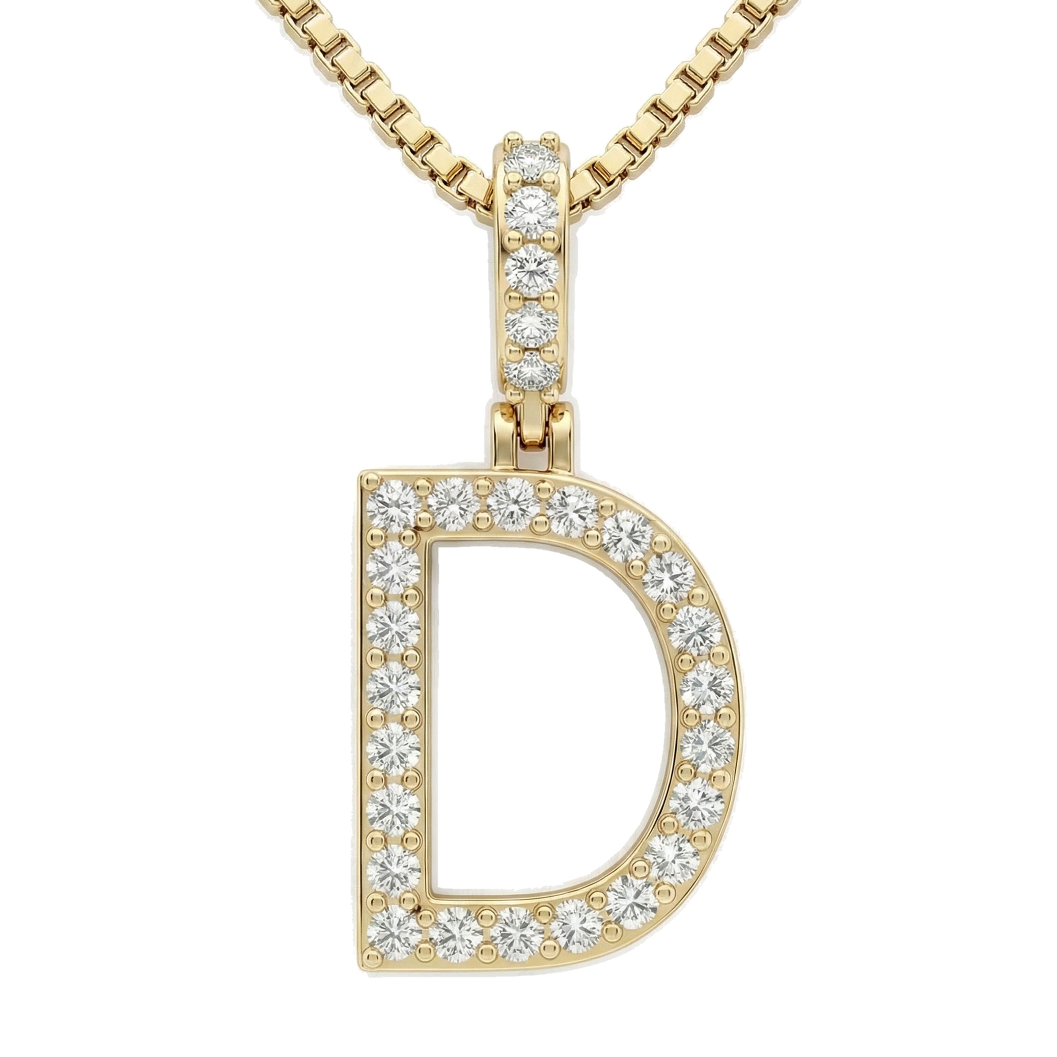 0.45 Ct EF VS Lab Grown Diamond D Classic Single Row Initial Pendant in 14k Yellow Gold