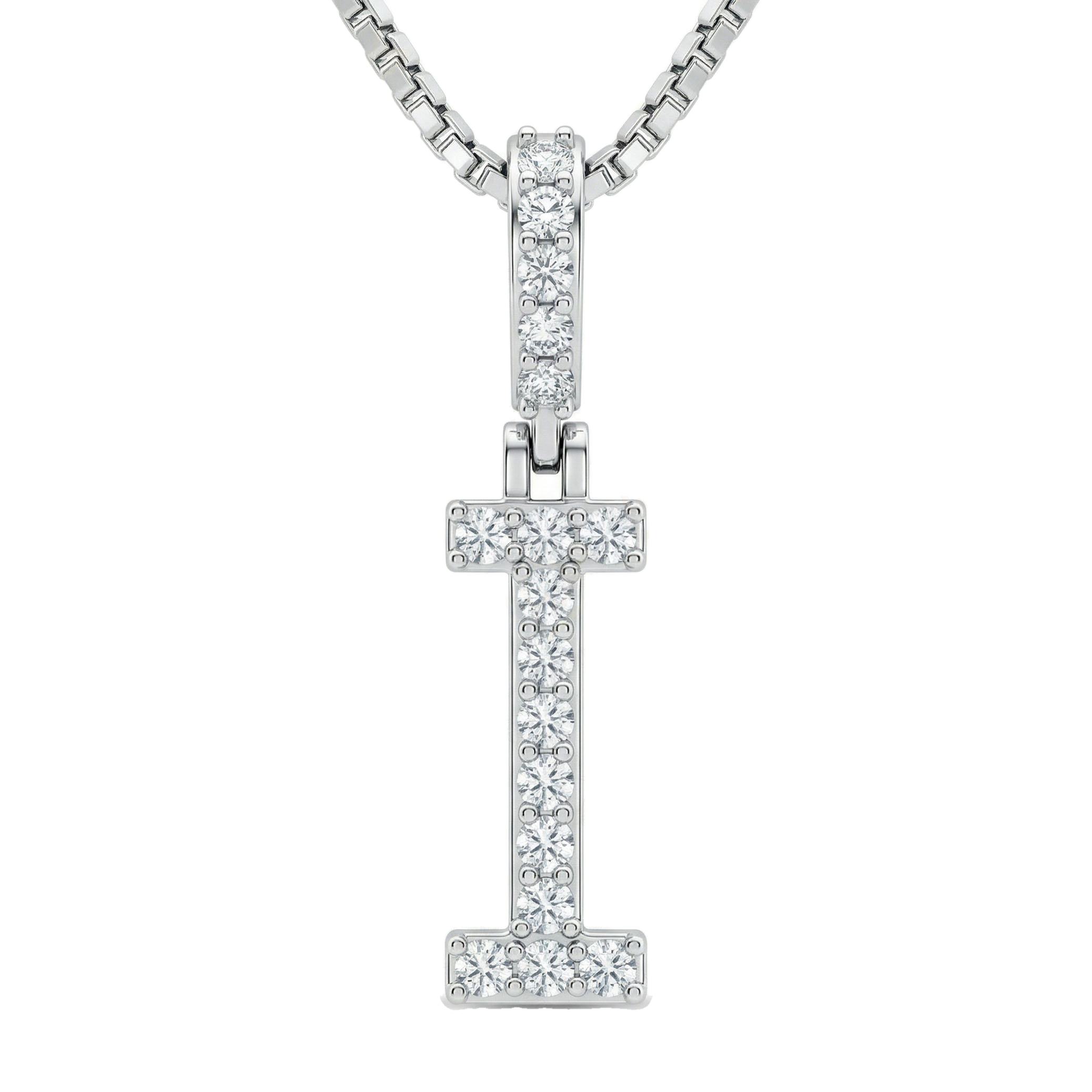 0.30 Ct EF VS Lab Grown Diamond I Classic Single Row Initial Pendant in 10k White Gold