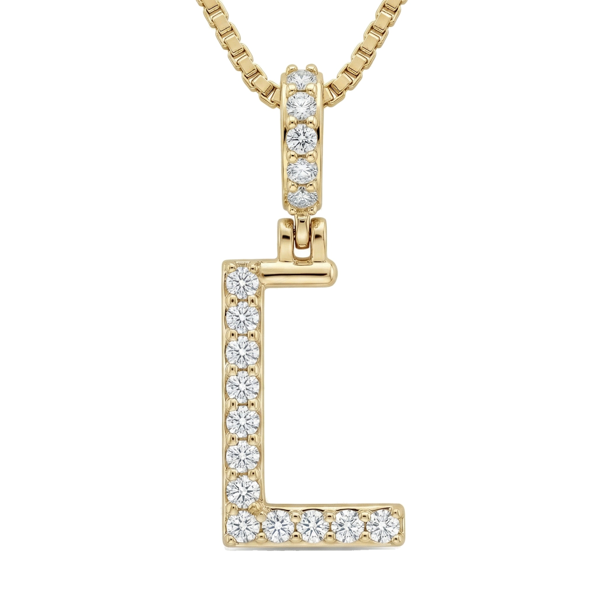 0.30 Ct EF VS Lab Grown Diamond L Classic Single Row Initial Pendant in 10k Yellow Gold