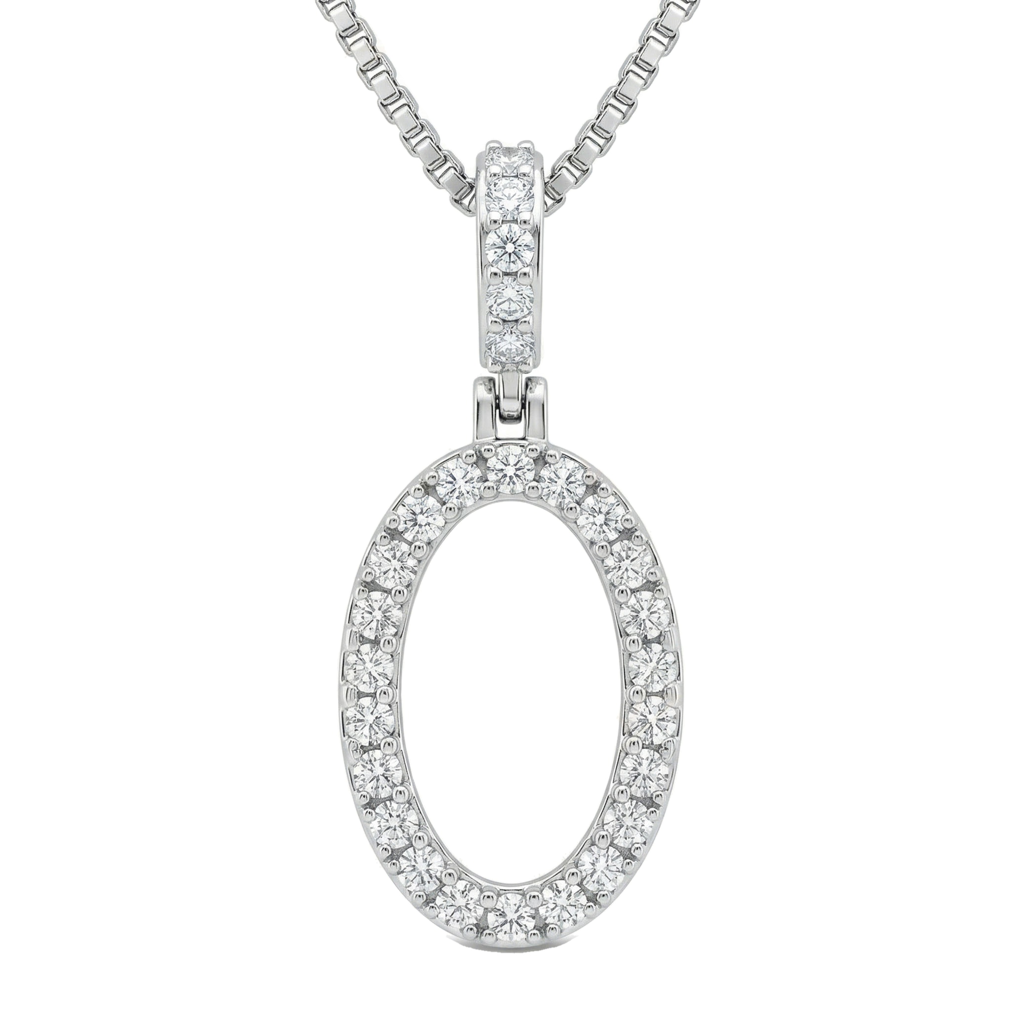0.45 Ct EF VS Lab Grown Diamond O Classic Single Row Initial Pendant in 14k White Gold
