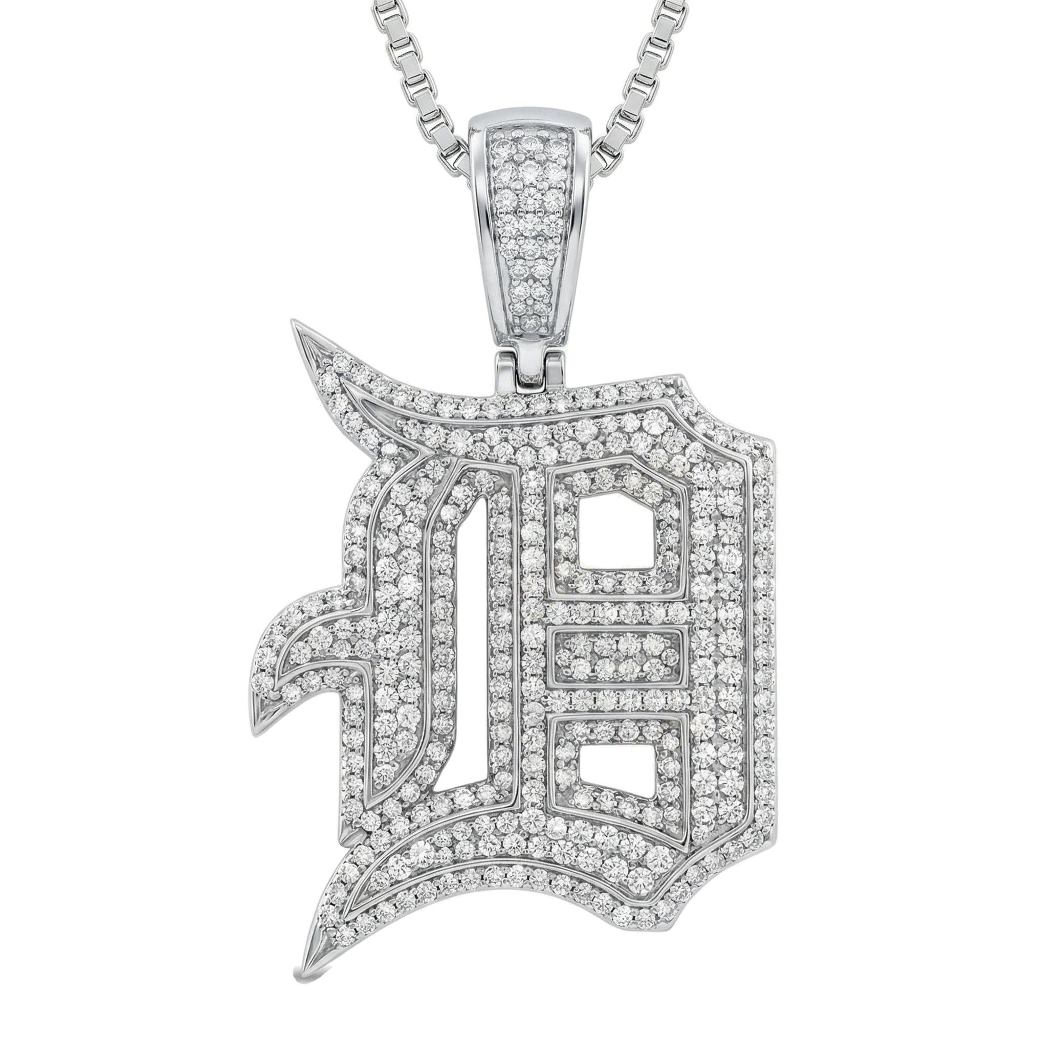 1.80 Ct EF VS Lab Grown Diamond D Old English Initial Pendant in 10k White Gold