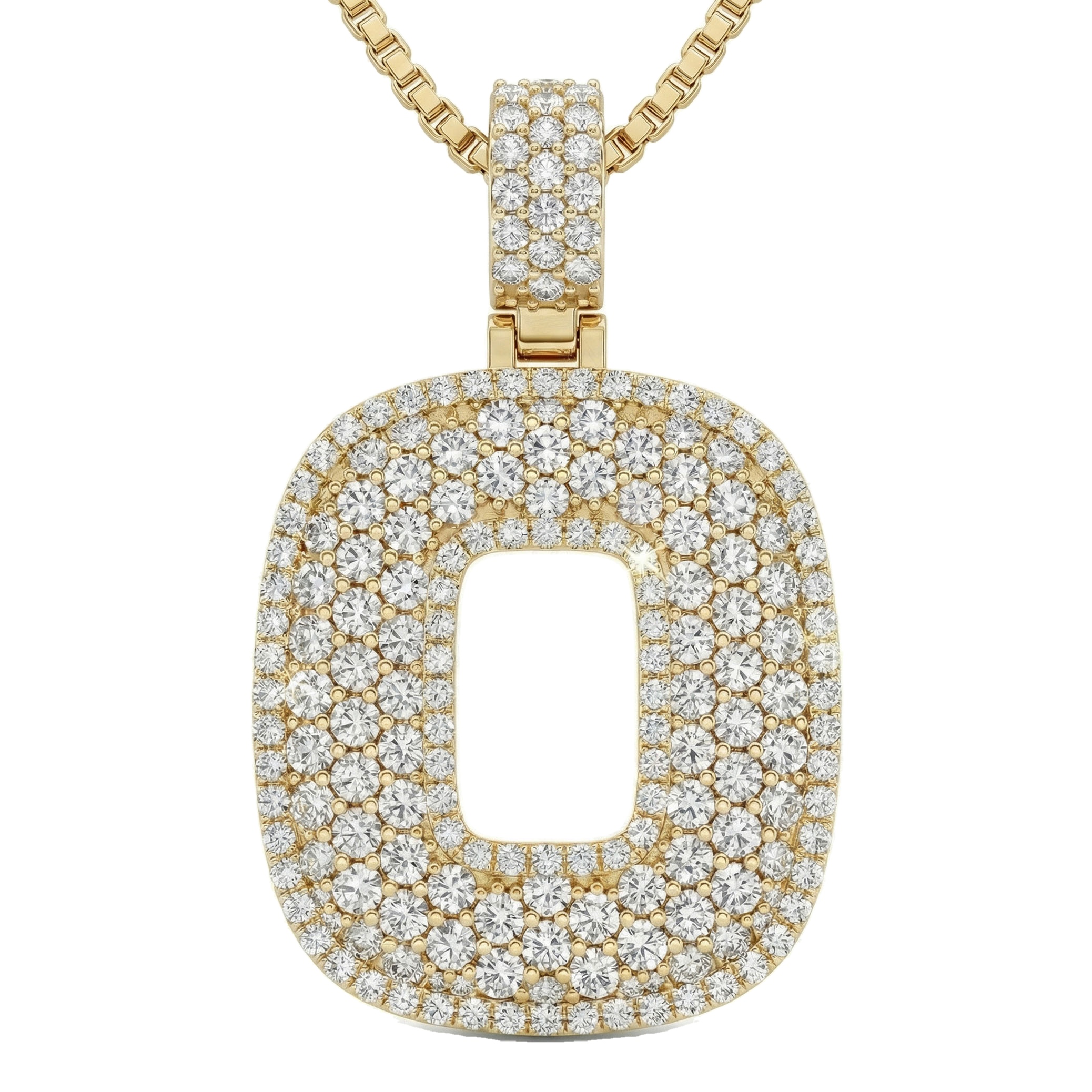 6.95 Ct EF VS Lab Grown Diamond O Micropave Filled Initial Pendant in 10k Yellow Gold