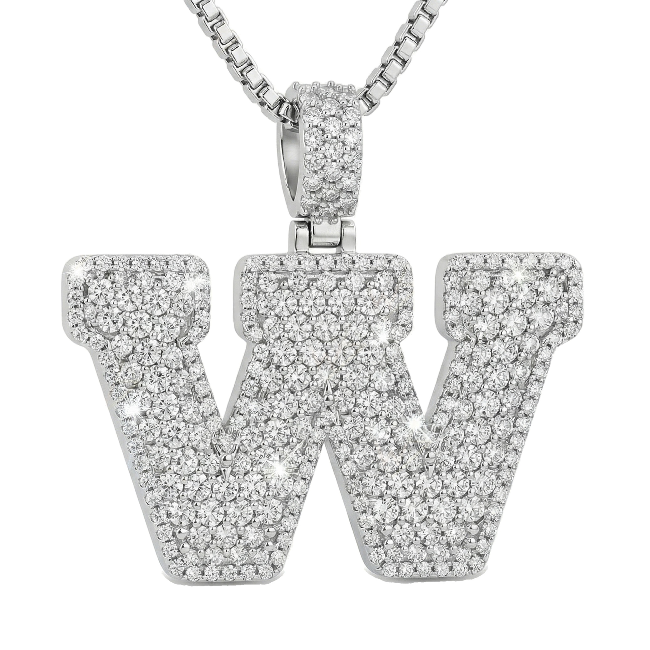 11.45 Ct EF VS Lab Grown Diamond W Micropave Filled Initial Pendant in 10k White Gold