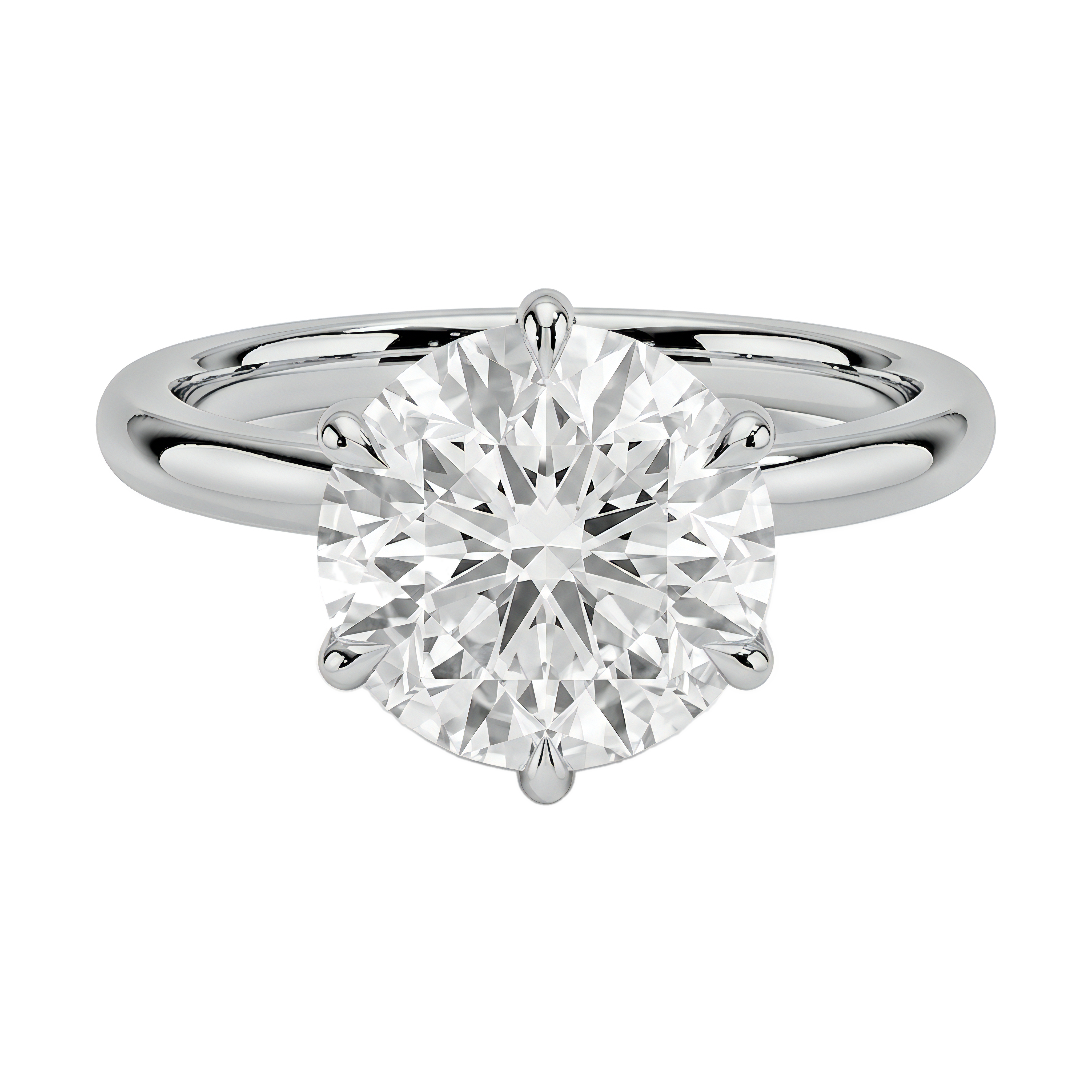 1 to 5 Carat Round Lab Grown Diamond 6 Prong Solitaire Engagement Ring in 14K Gold — view 1