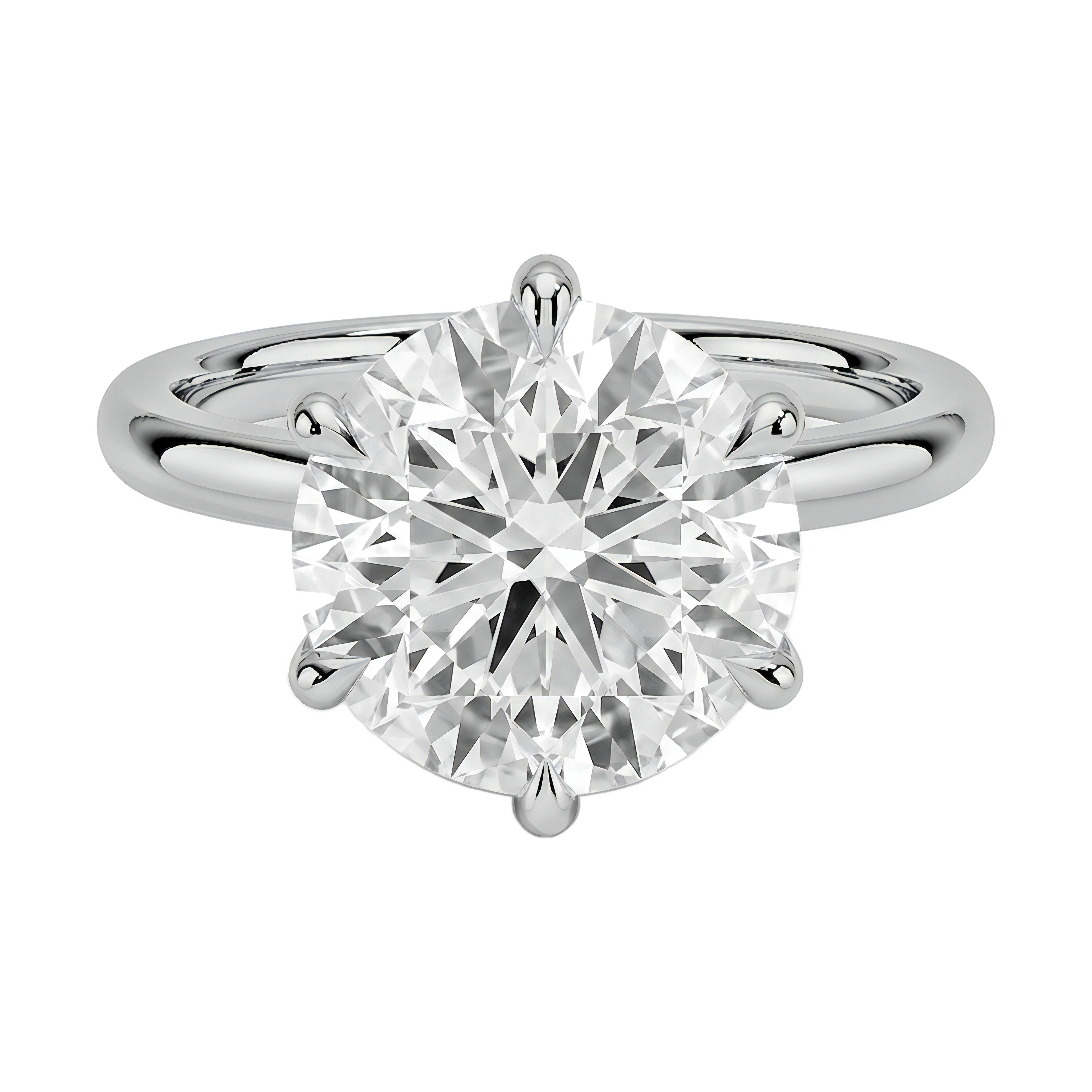 1 to 5 Carat Round Lab Grown Diamond 6 Prong Solitaire Engagement Ring in 14K Gold — view 1