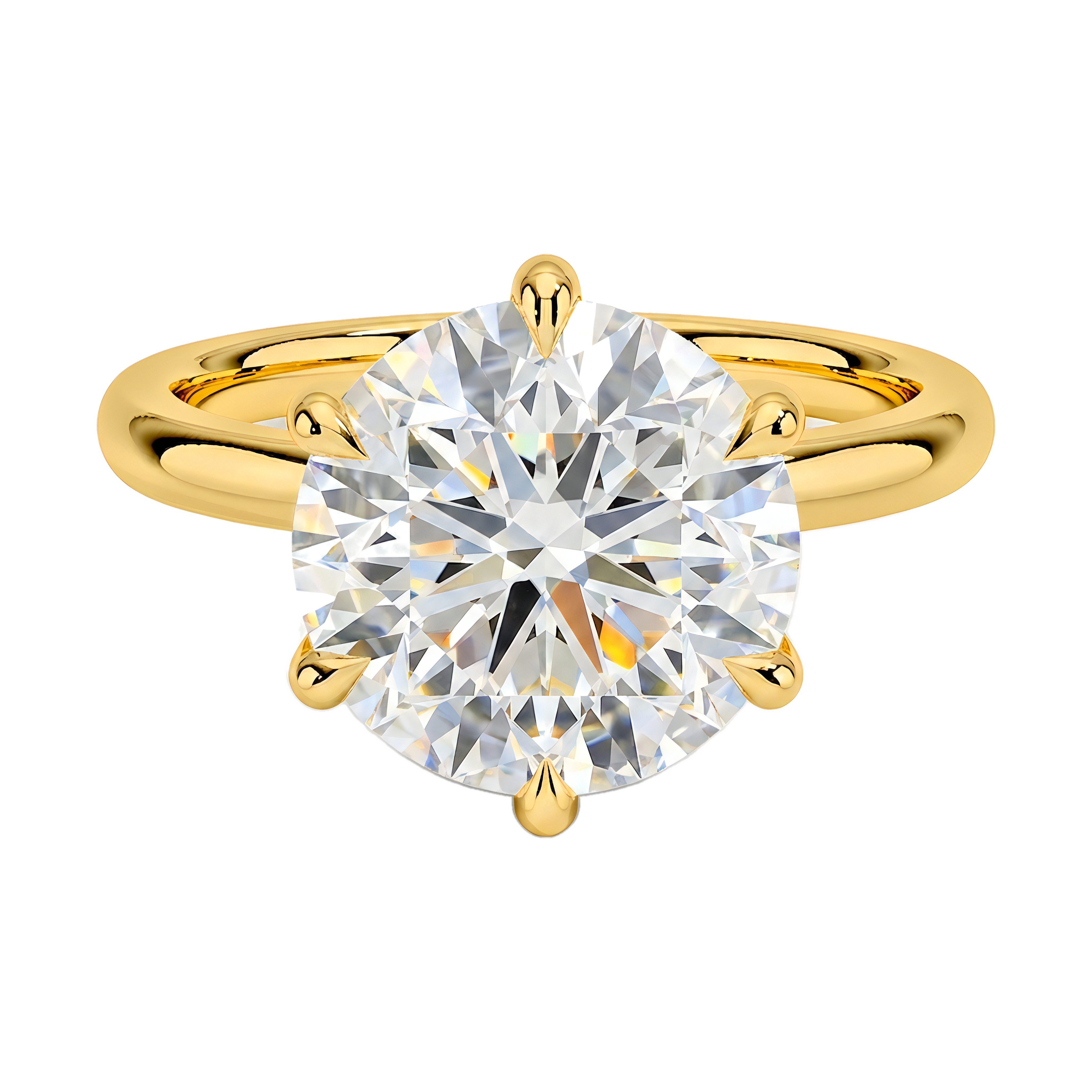 1 to 5 Carat Round Lab Grown Diamond 6 Prong Solitaire Engagement Ring in 14K Gold — view 1