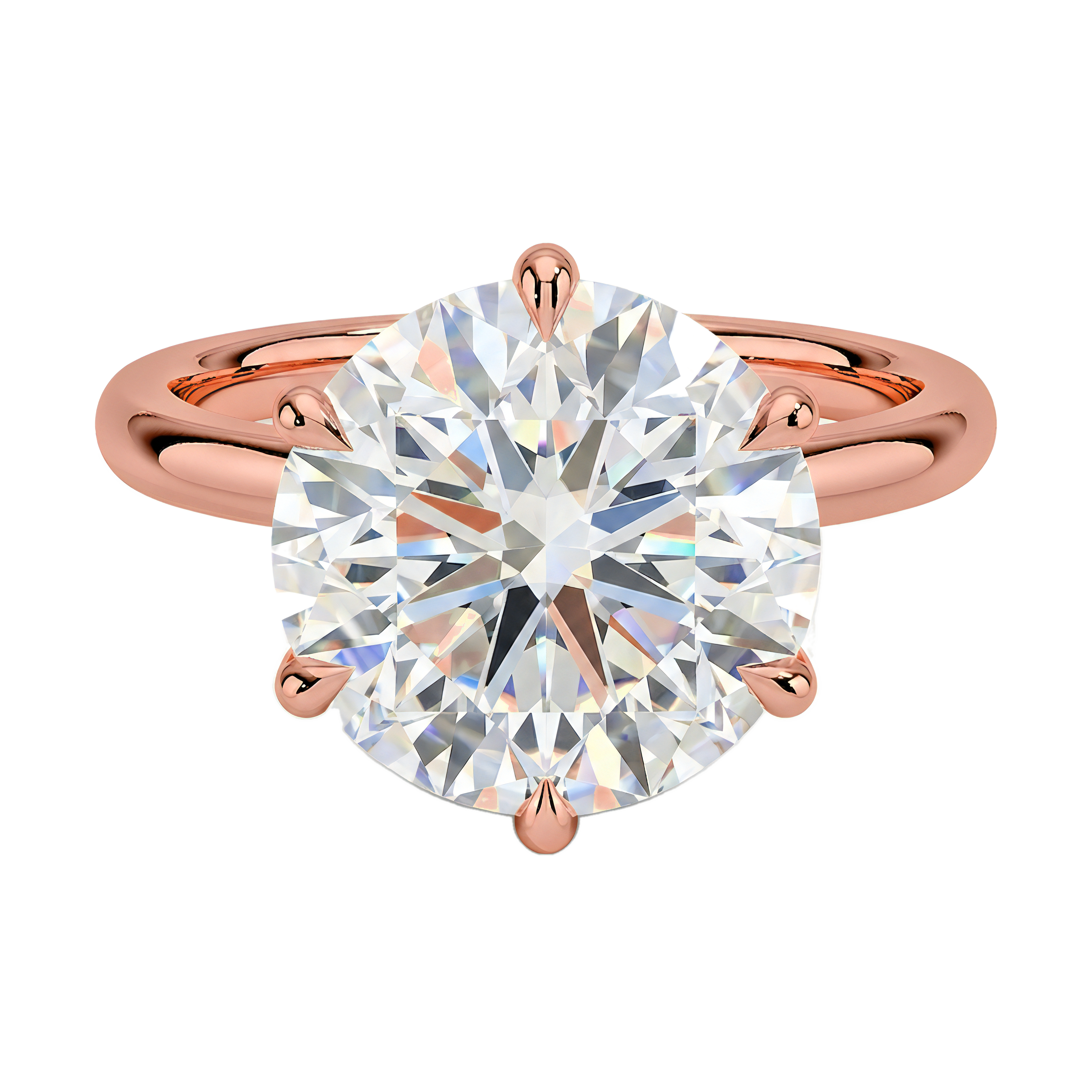 1 to 5 Carat Round Lab Grown Diamond 6 Prong Solitaire Engagement Ring in 14K Gold — view 1