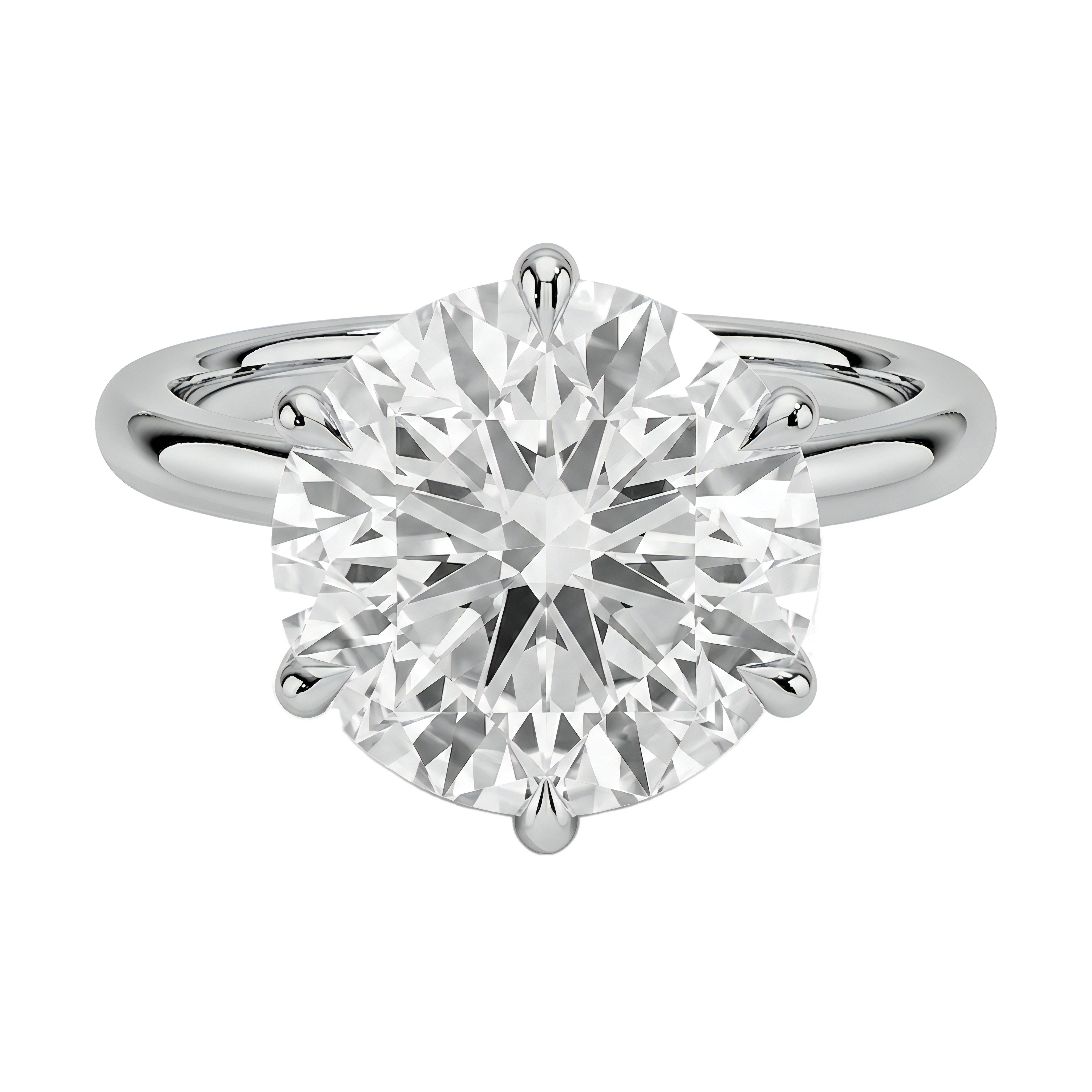 1 to 5 Carat Round Lab Grown Diamond 6 Prong Solitaire Engagement Ring in 14K Gold — view 1
