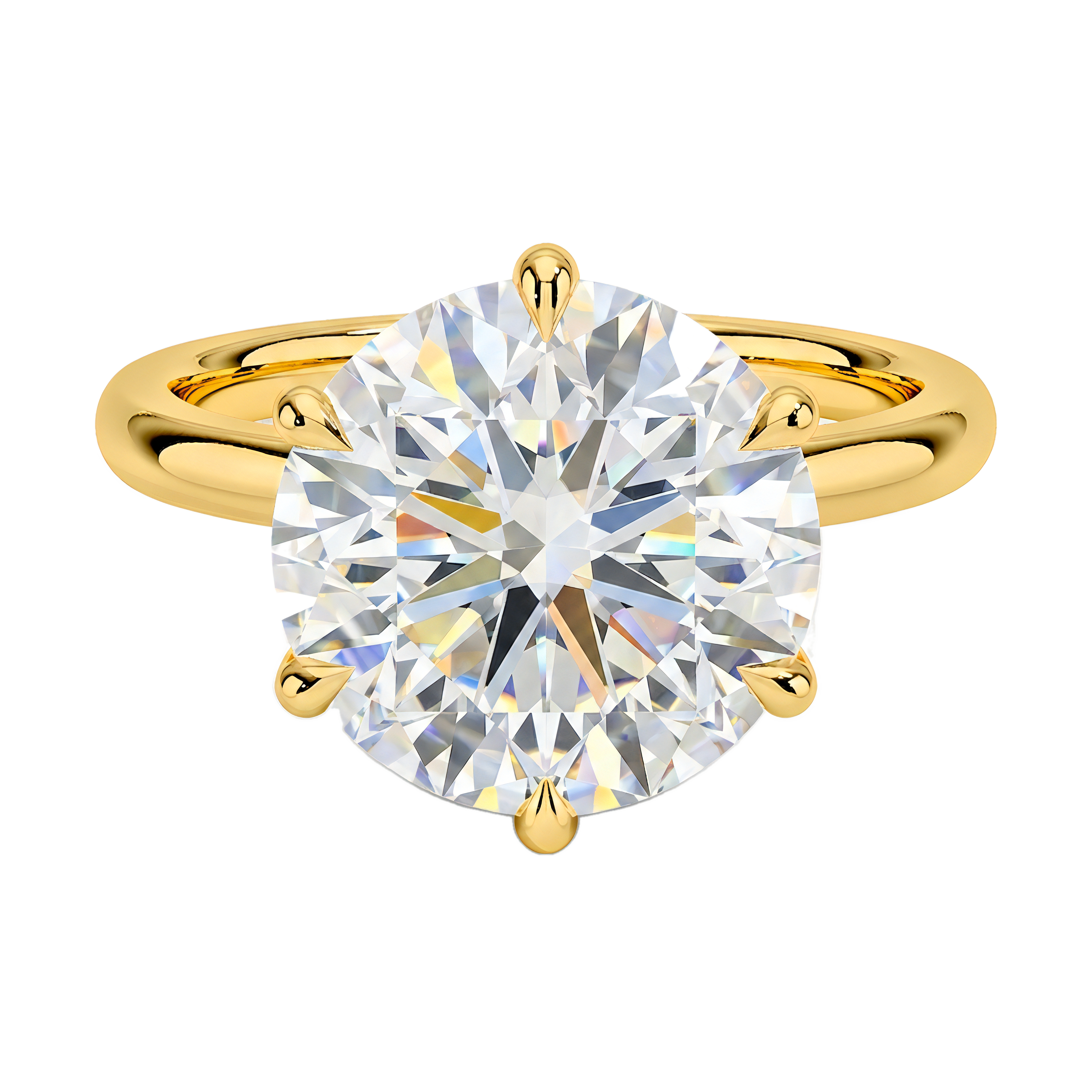 1 to 5 Carat Round Lab Grown Diamond 6 Prong Solitaire Engagement Ring in 14K Gold — view 1