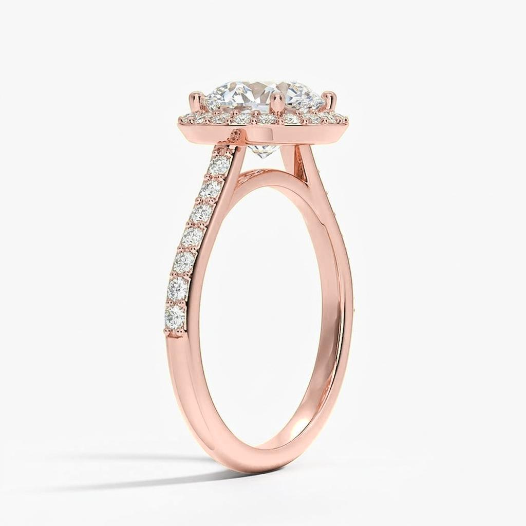 View 1.75 to 5.75 Carat Round Lab Grown Diamond Halo Engagement Ring in 14K Gold