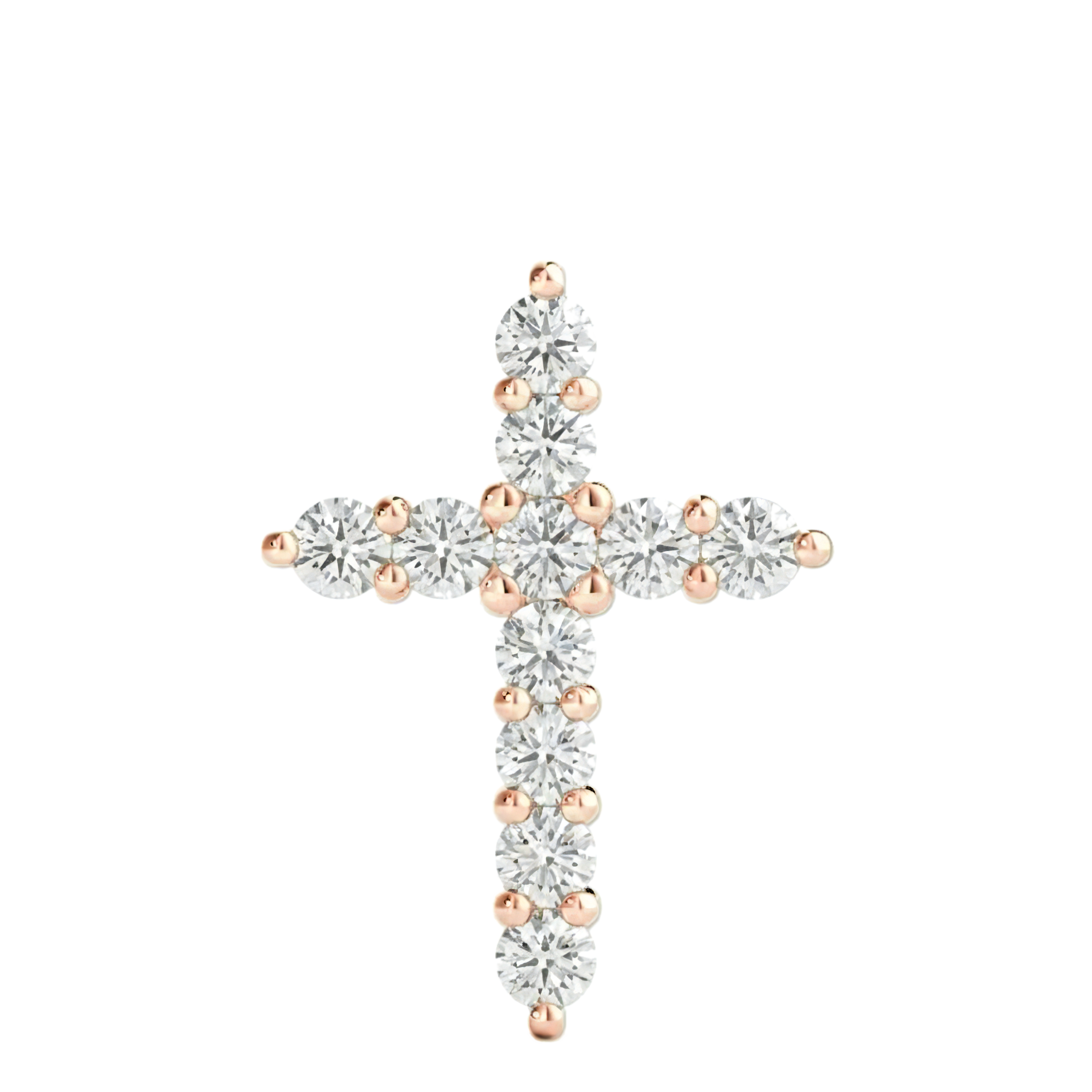 View 1 to 3 Carat Round Lab Grown Diamond Cross Pendant in 14K Gold