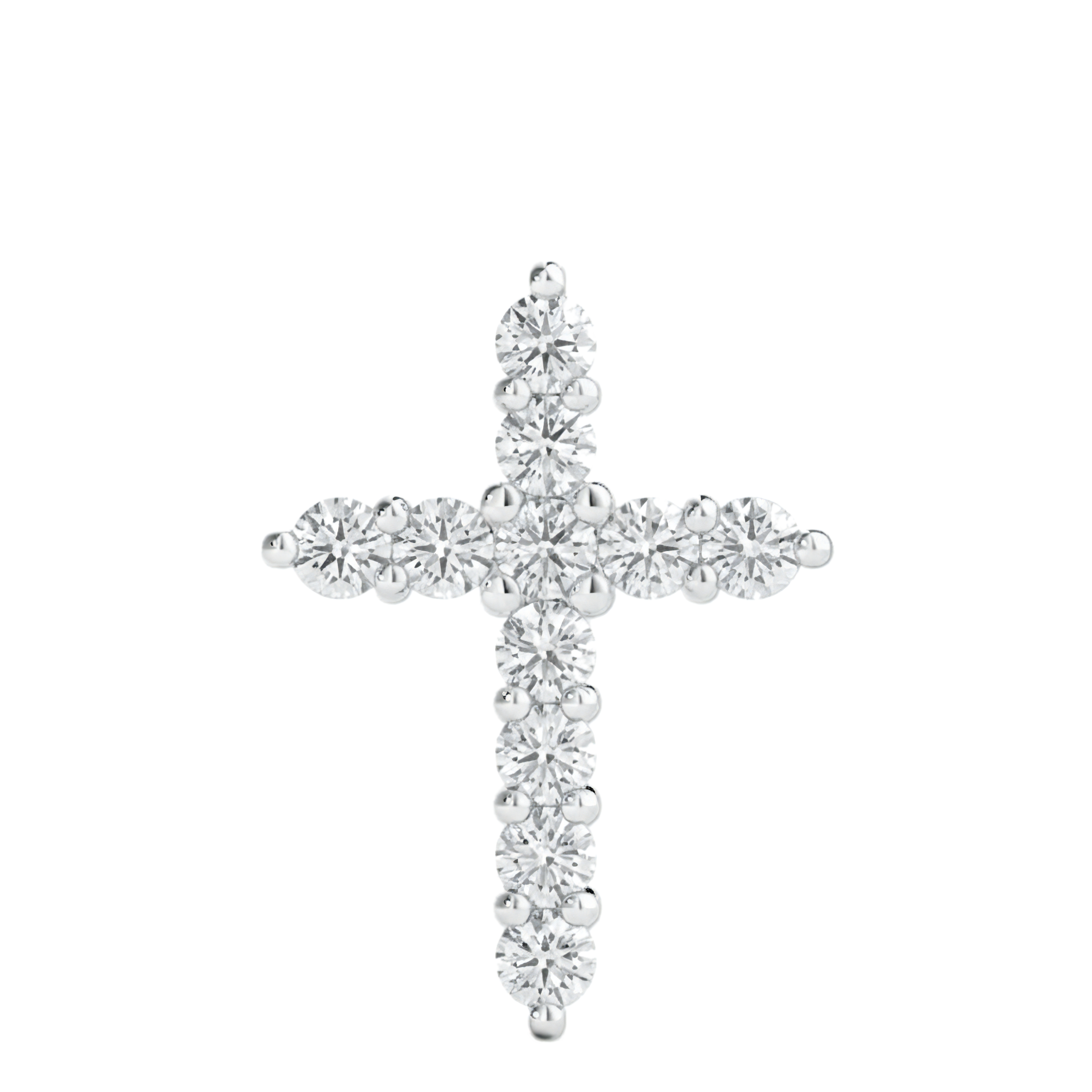 View 1 to 3 Carat Round Lab Grown Diamond Cross Pendant in 14K Gold