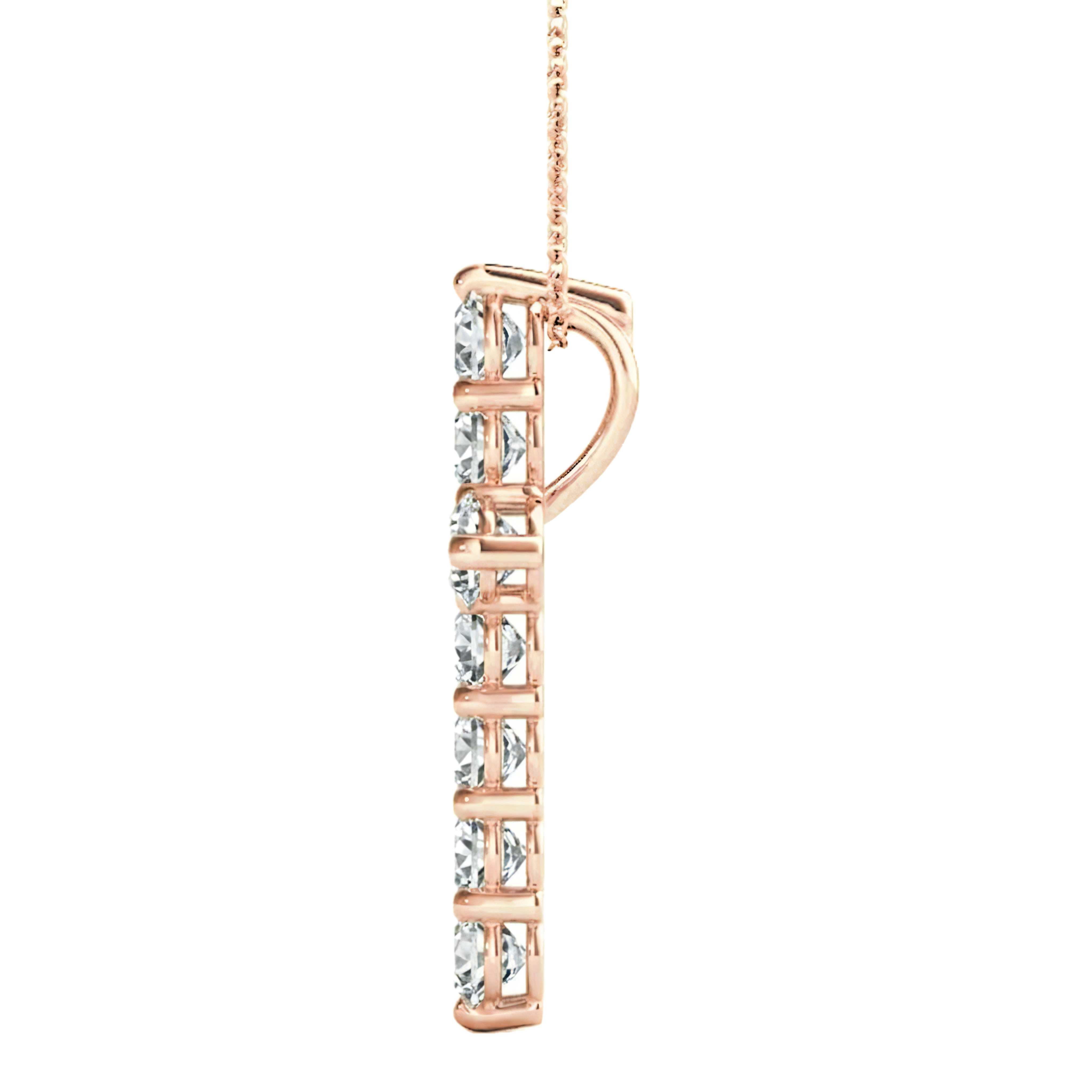 View 1 to 3 Carat Round Lab Grown Diamond Cross Pendant in 14K Gold
