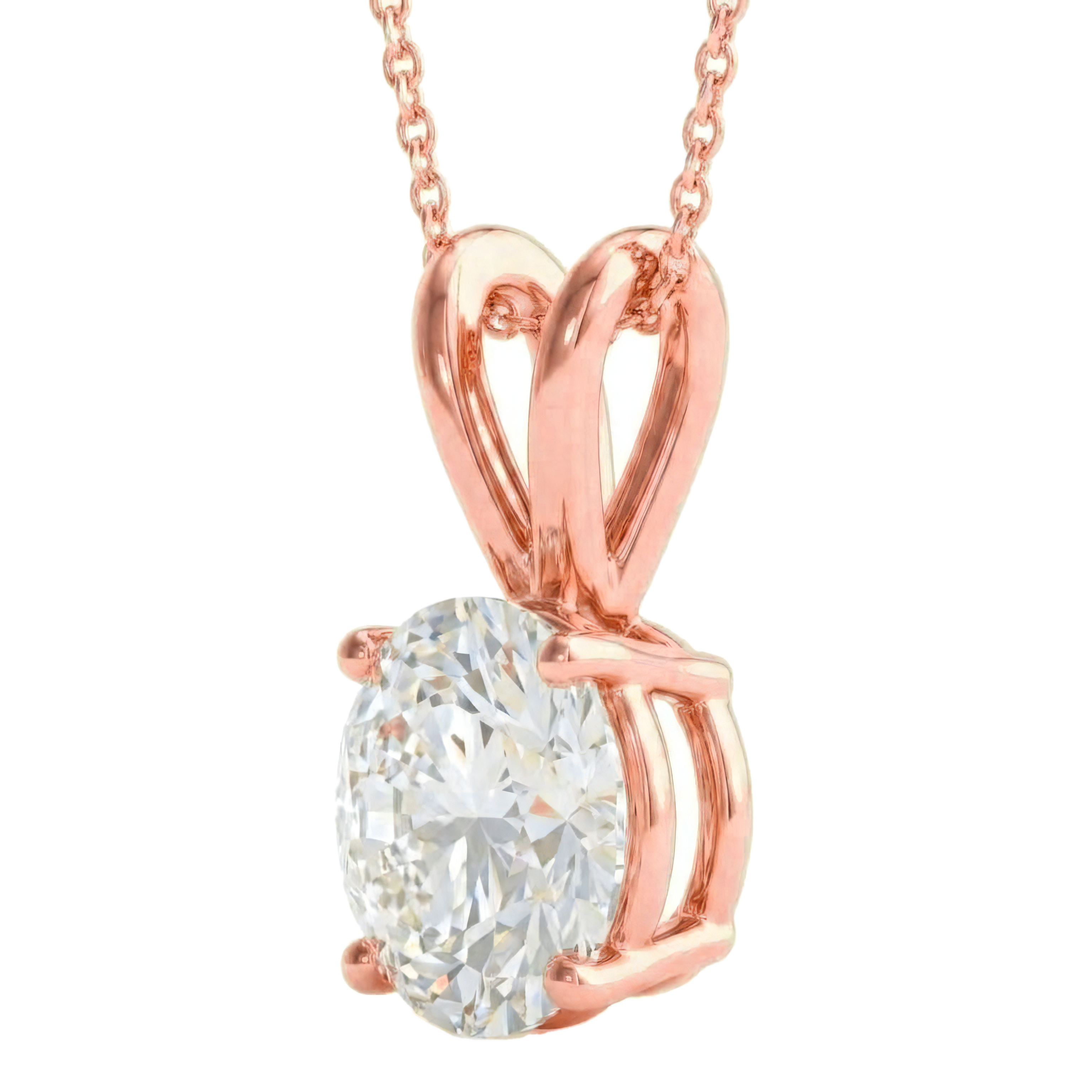 View 0.5 to 5 Carat Round Lab Grown Diamond Diamond Pendant in 14K Gold