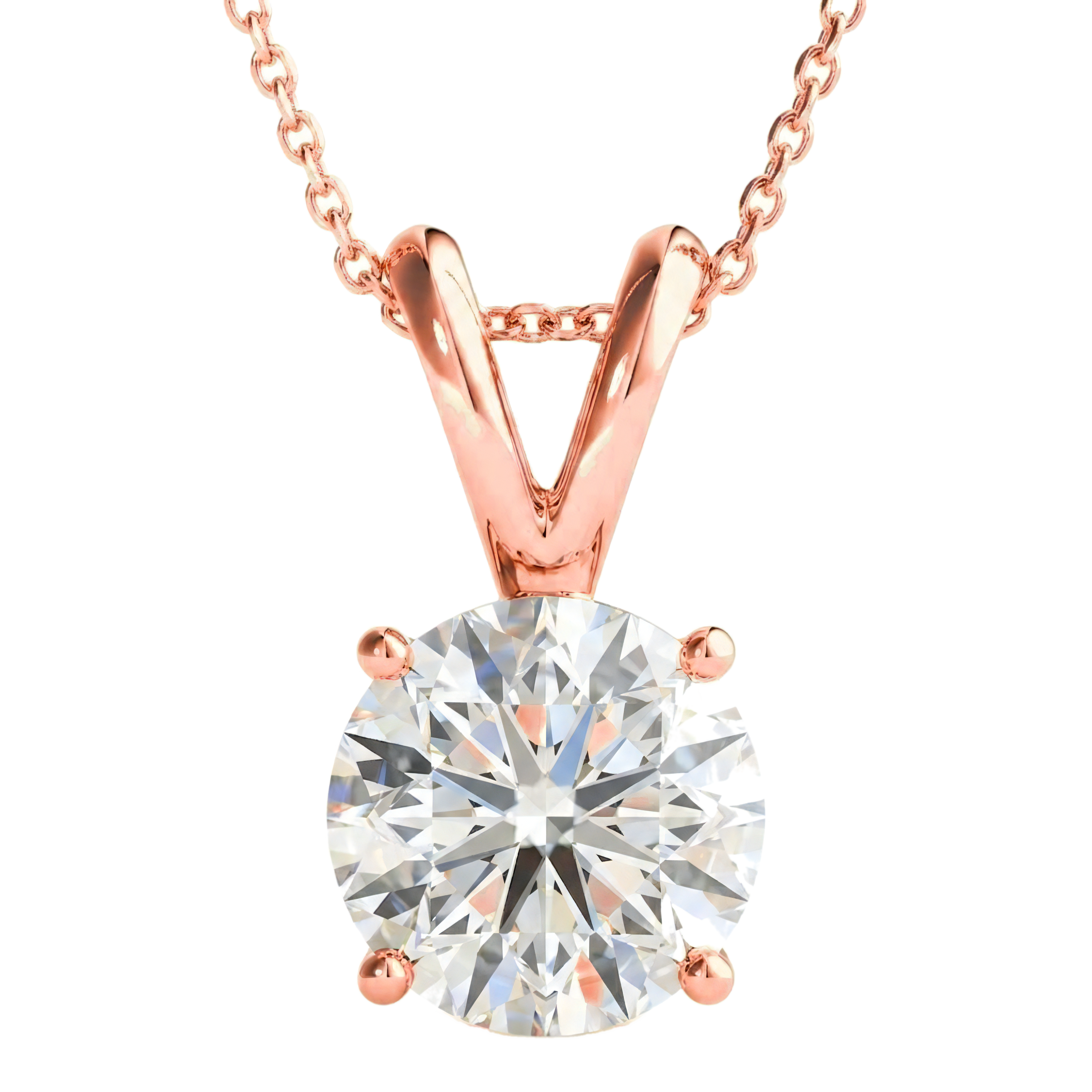 View 0.5 to 5 Carat Round Lab Grown Diamond Diamond Pendant in 14K Gold