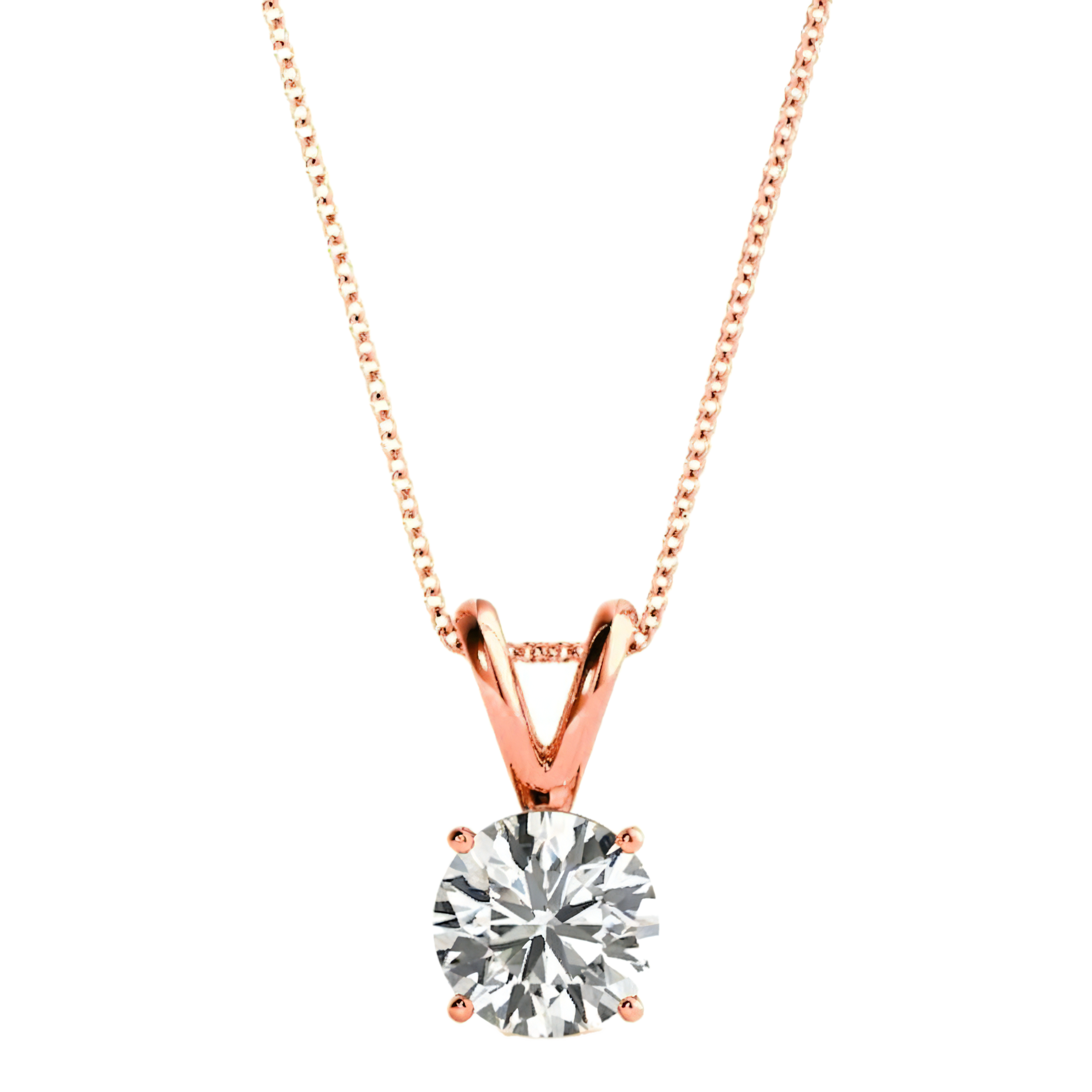 View 0.5 to 5 Carat Round Lab Grown Diamond Diamond Pendant in 14K Gold