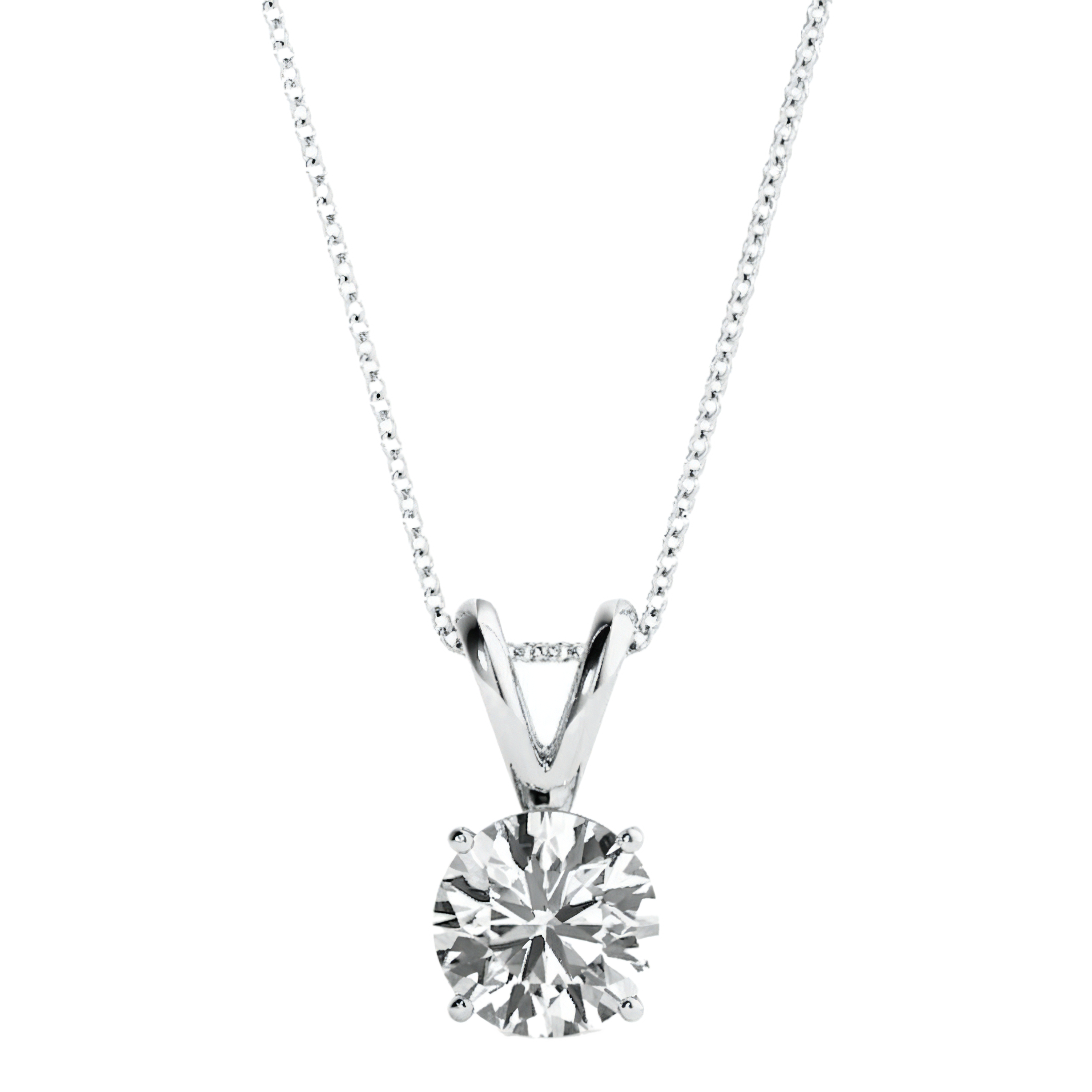 View 0.5 to 5 Carat Round Lab Grown Diamond Diamond Pendant in 14K Gold