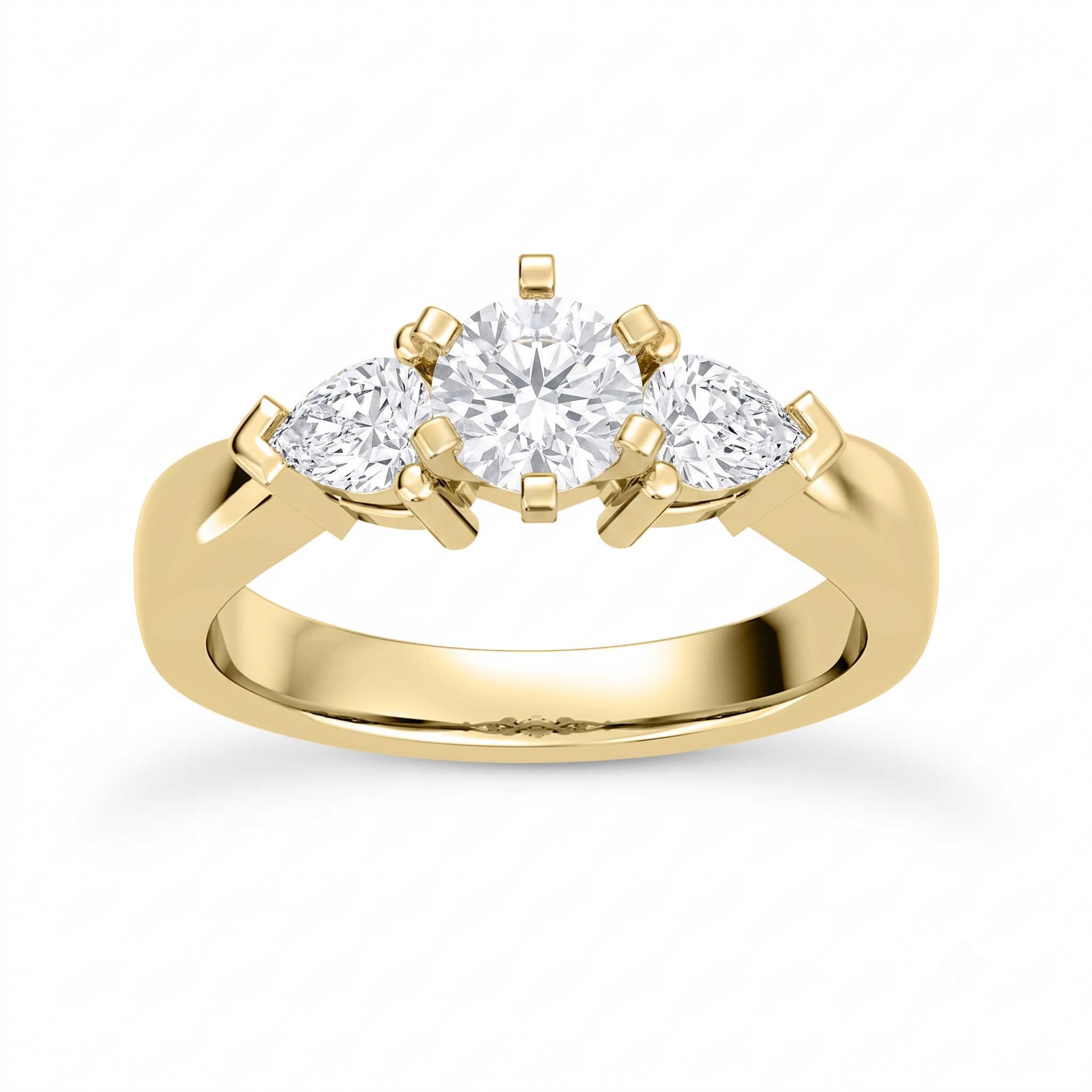 1 to 5 Carat Round Lab Grown Diamond Three-Stone Engagement Ring in 14K Gold - ENR1602 — view 1