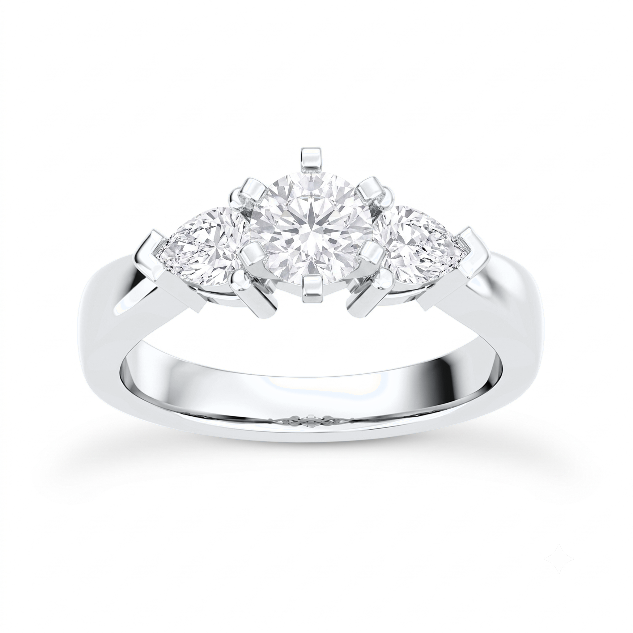 View 1 to 5 Carat Round Lab Grown Diamond Three-Stone Engagement Ring in 14K Gold - ENR1602