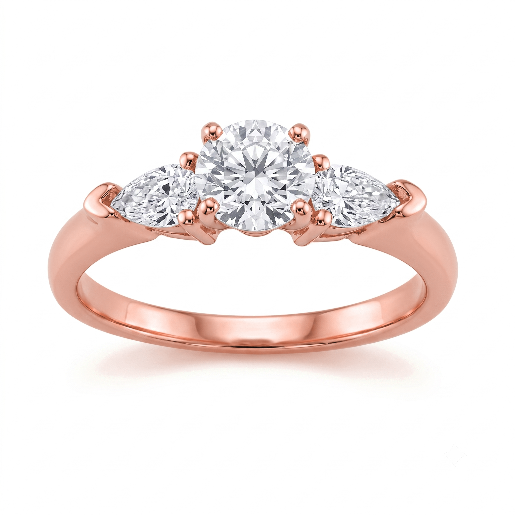 View 1 to 5 Carat Round Lab Grown Diamond Three-Stone Engagement Ring in 14K Gold - ENR2655X3