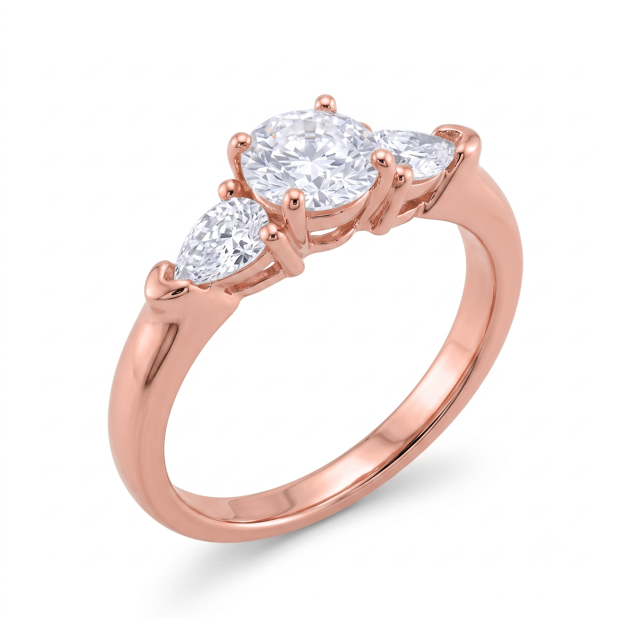 View 1 to 5 Carat Round Lab Grown Diamond Three-Stone Engagement Ring in 14K Gold - ENR2655X3