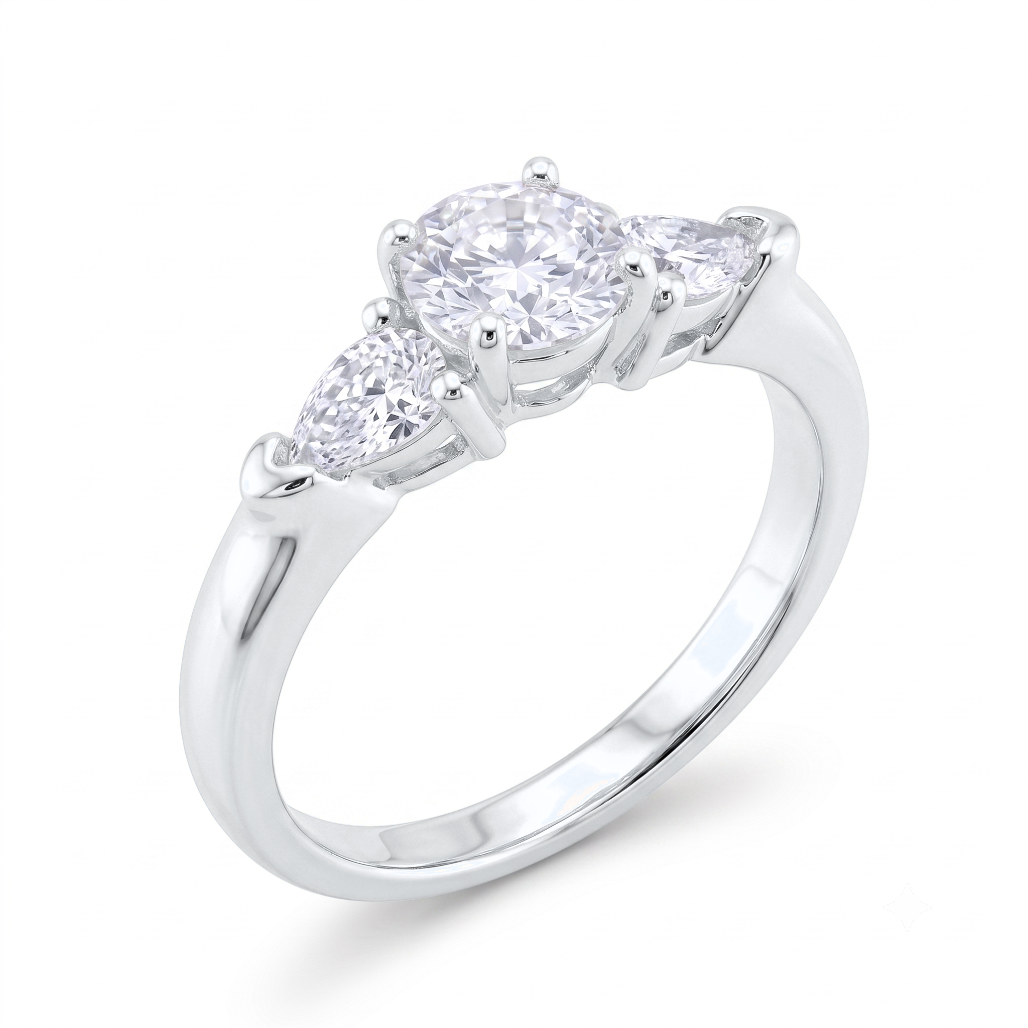 View 1 to 5 Carat Round Lab Grown Diamond Three-Stone Engagement Ring in 14K Gold - ENR2655X3