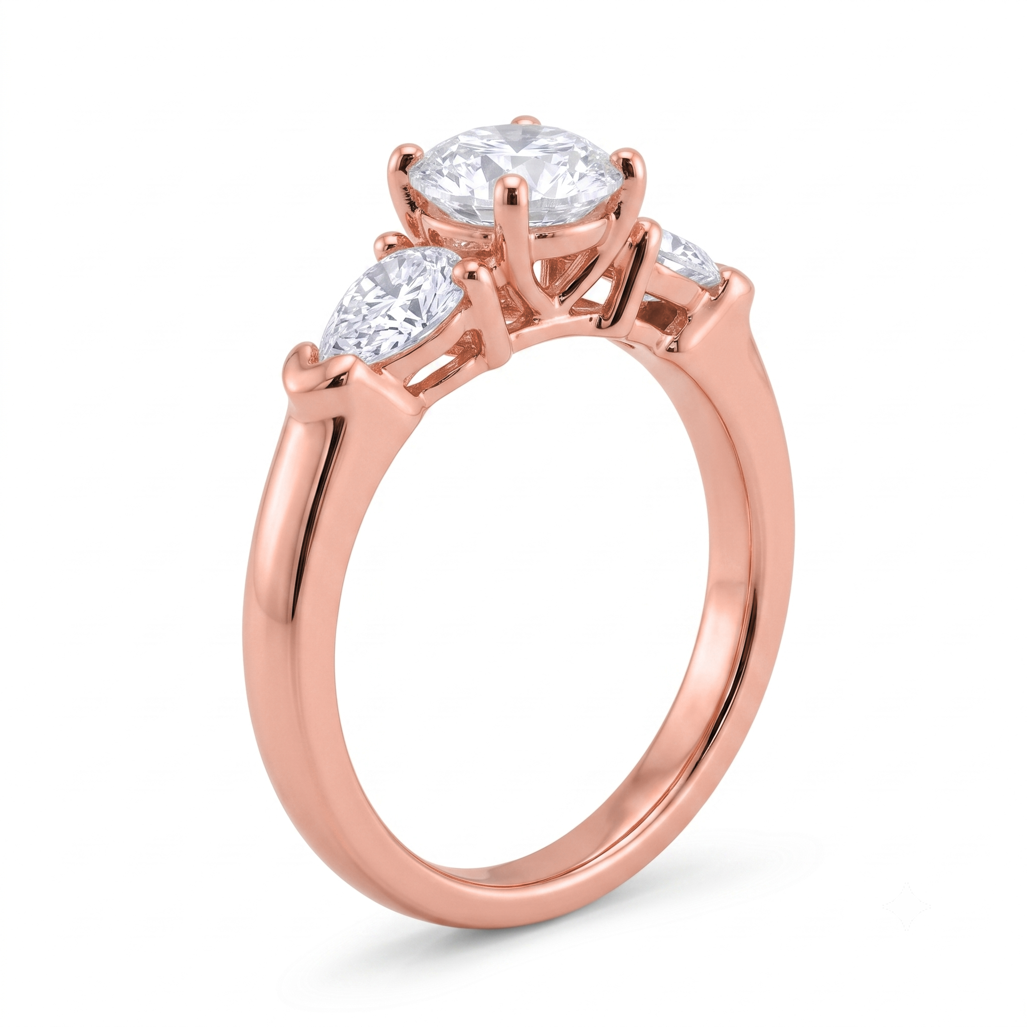 View 1 to 5 Carat Round Lab Grown Diamond Three-Stone Engagement Ring in 14K Gold - ENR2655X3