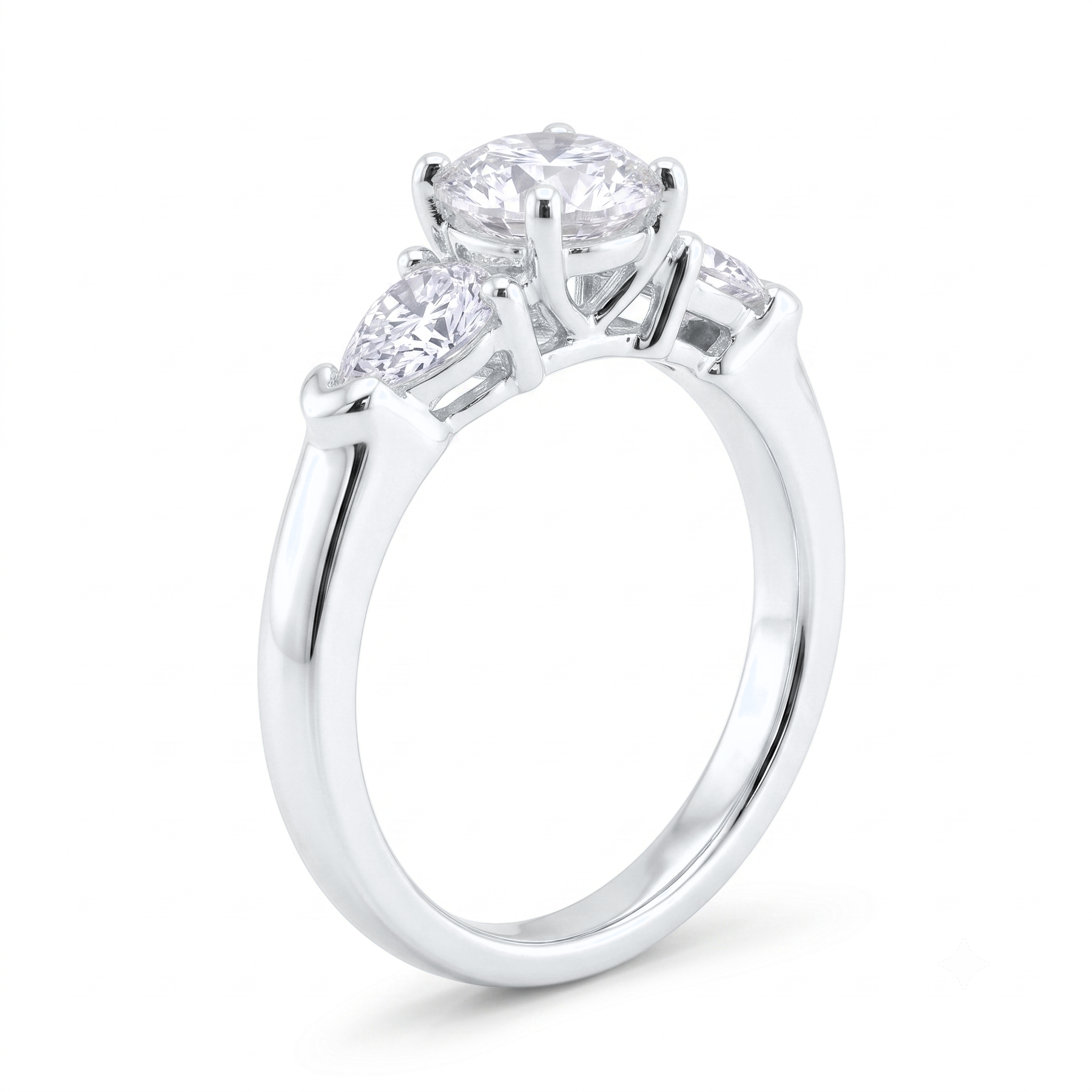 View 1 to 5 Carat Round Lab Grown Diamond Three-Stone Engagement Ring in 14K Gold - ENR2655X3