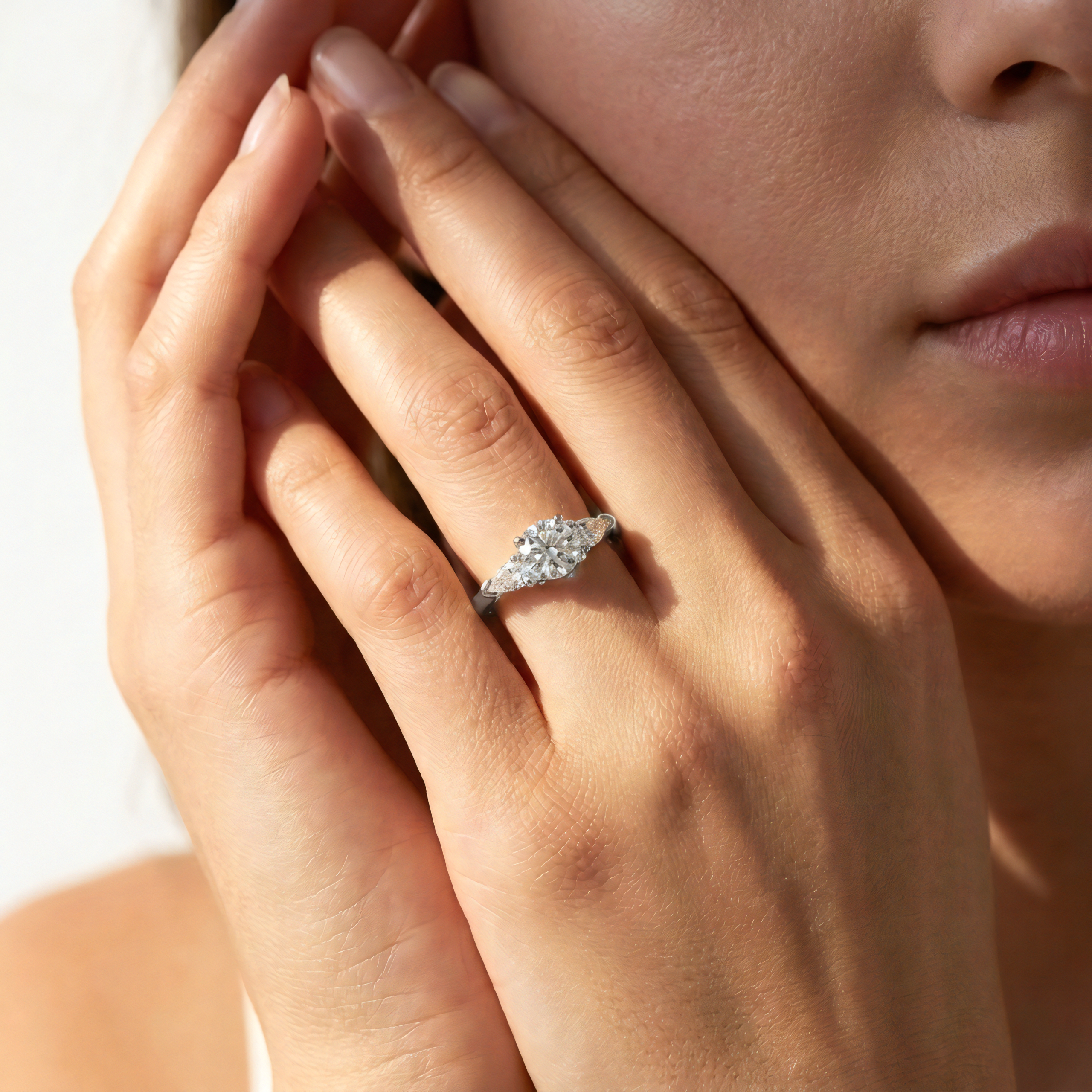 View 1 to 5 Carat Round Lab Grown Diamond Three-Stone Engagement Ring in 14K Gold - ENR2655X3