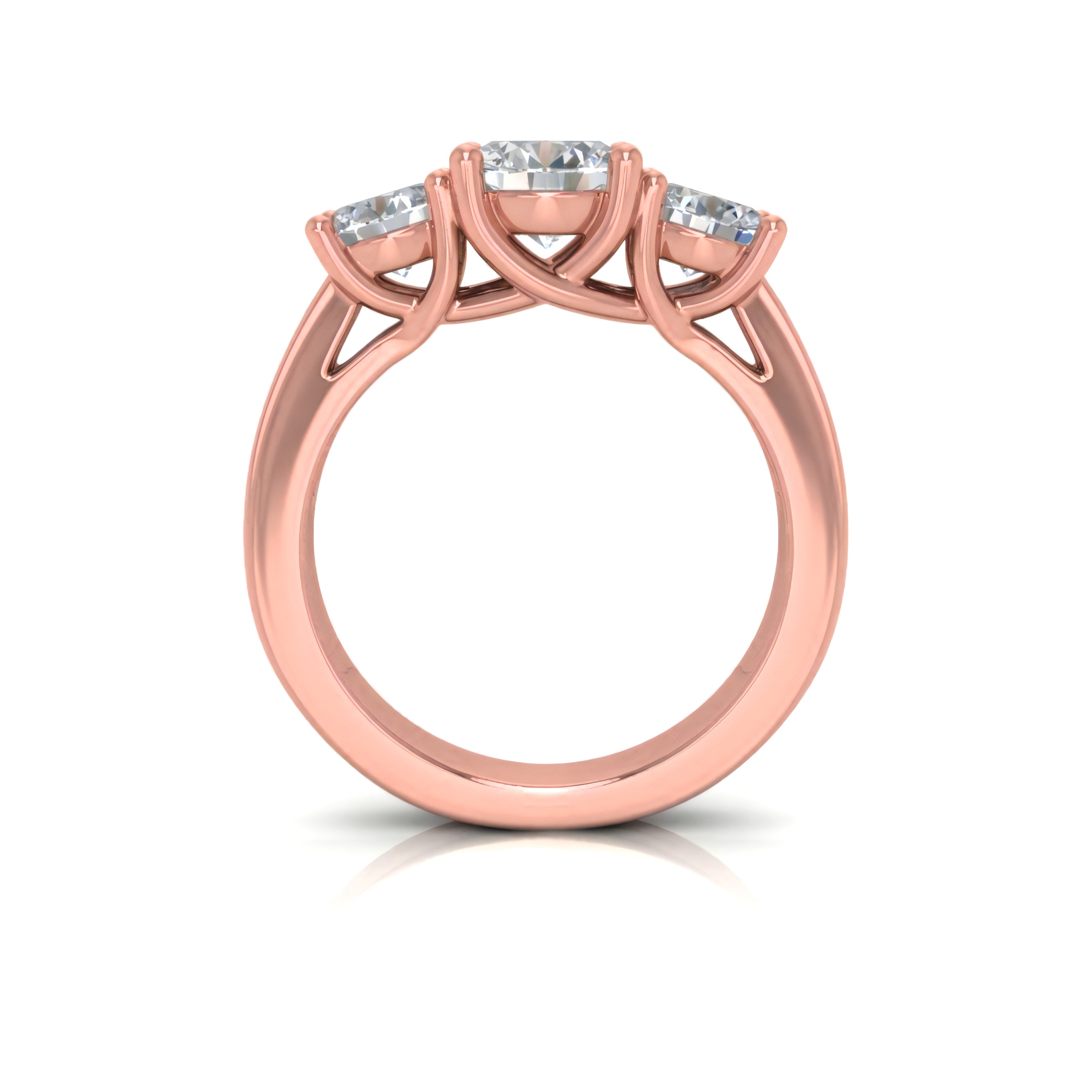 View 1 to 5 Carat Round Lab Grown Diamond Three-Stone Engagement Ring in 14K Gold - ENR6134
