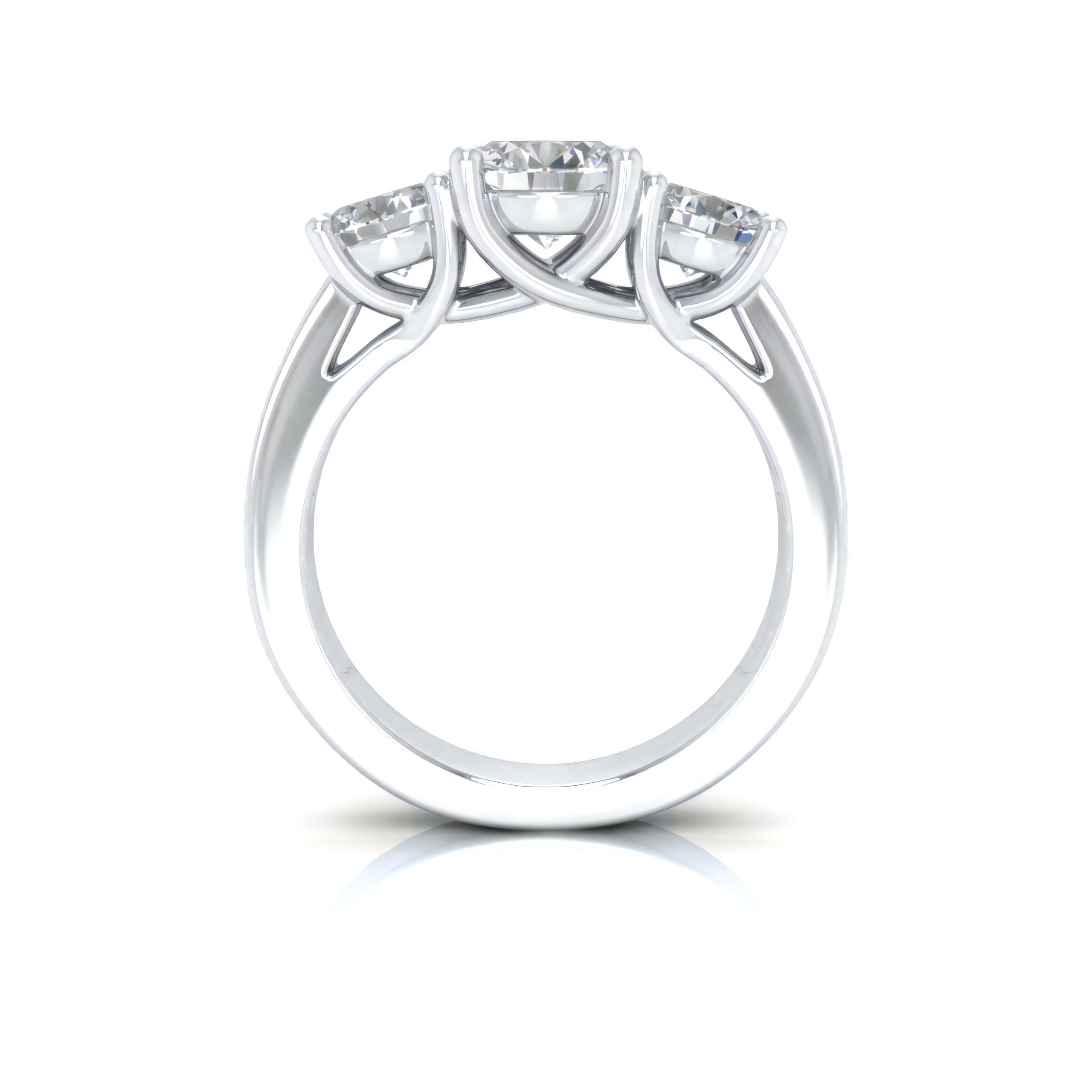 View 1 to 5 Carat Round Lab Grown Diamond Three-Stone Engagement Ring in 14K Gold - ENR6134