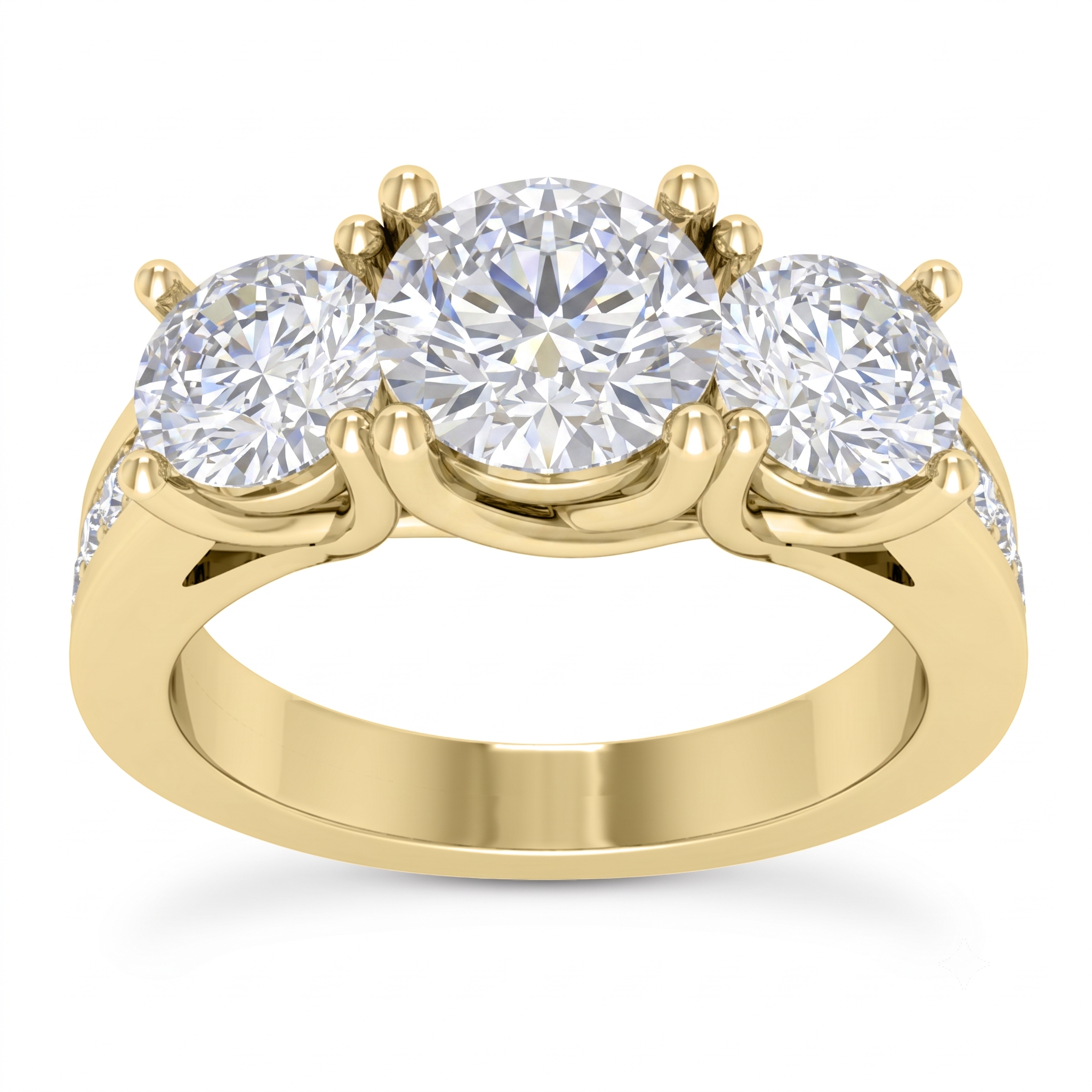 1 to 5 Carat Round Lab Grown Diamond Three-Stone Engagement Ring in 14K Gold - ENR6134 — view 1